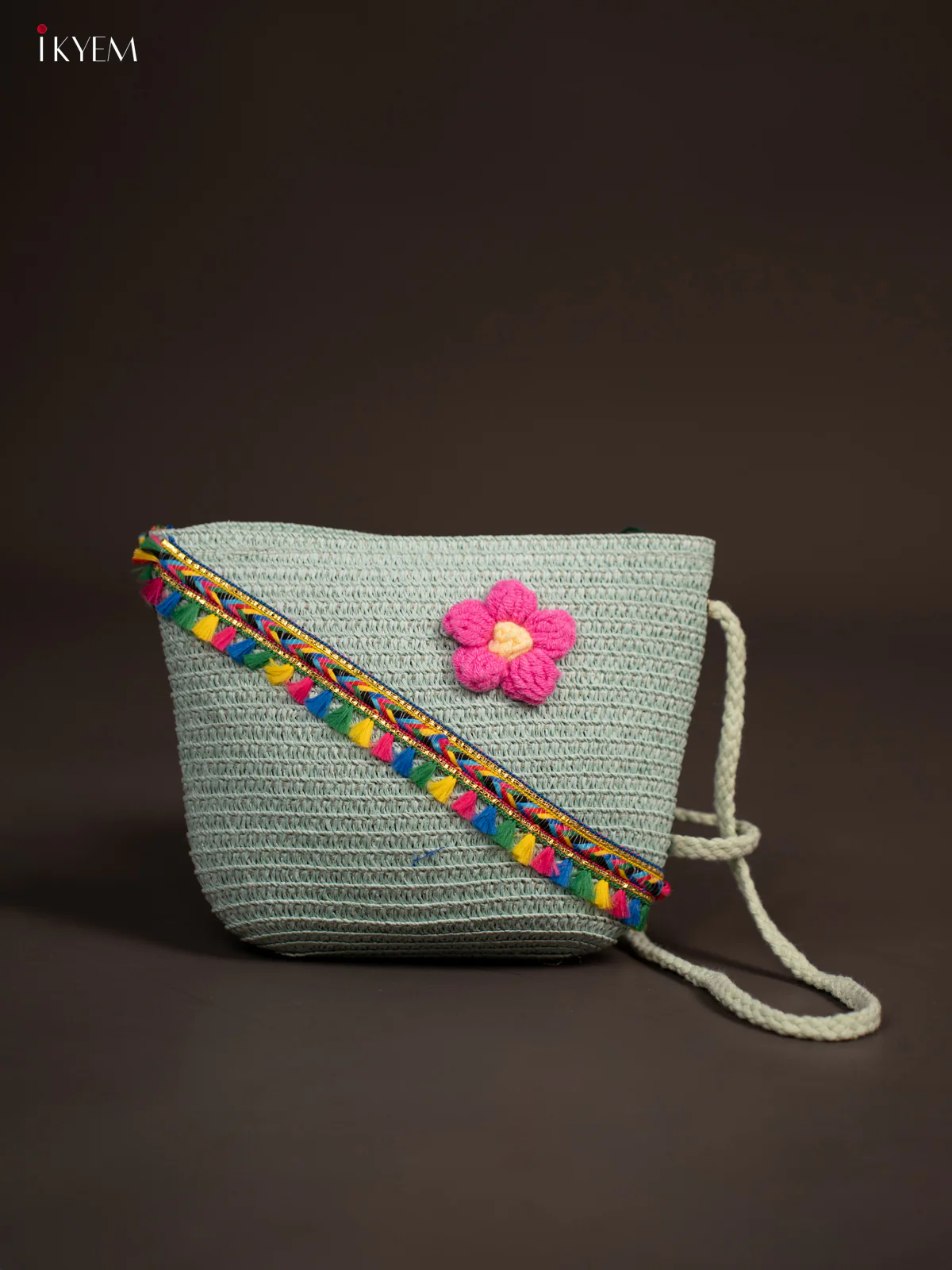 Beach Sling Bag Floral Design Green
