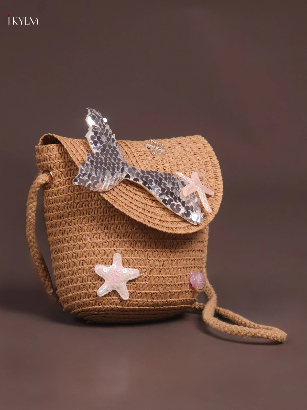 Jute Woven Sling Bag for Kids - Brown - KE21355 - Image 2