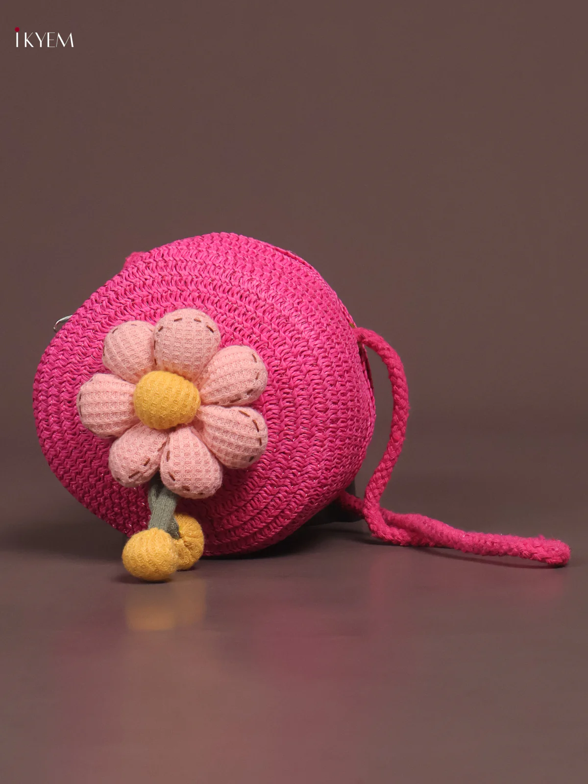 Jute Round Sling Bag for Kids - Pink - KE21363