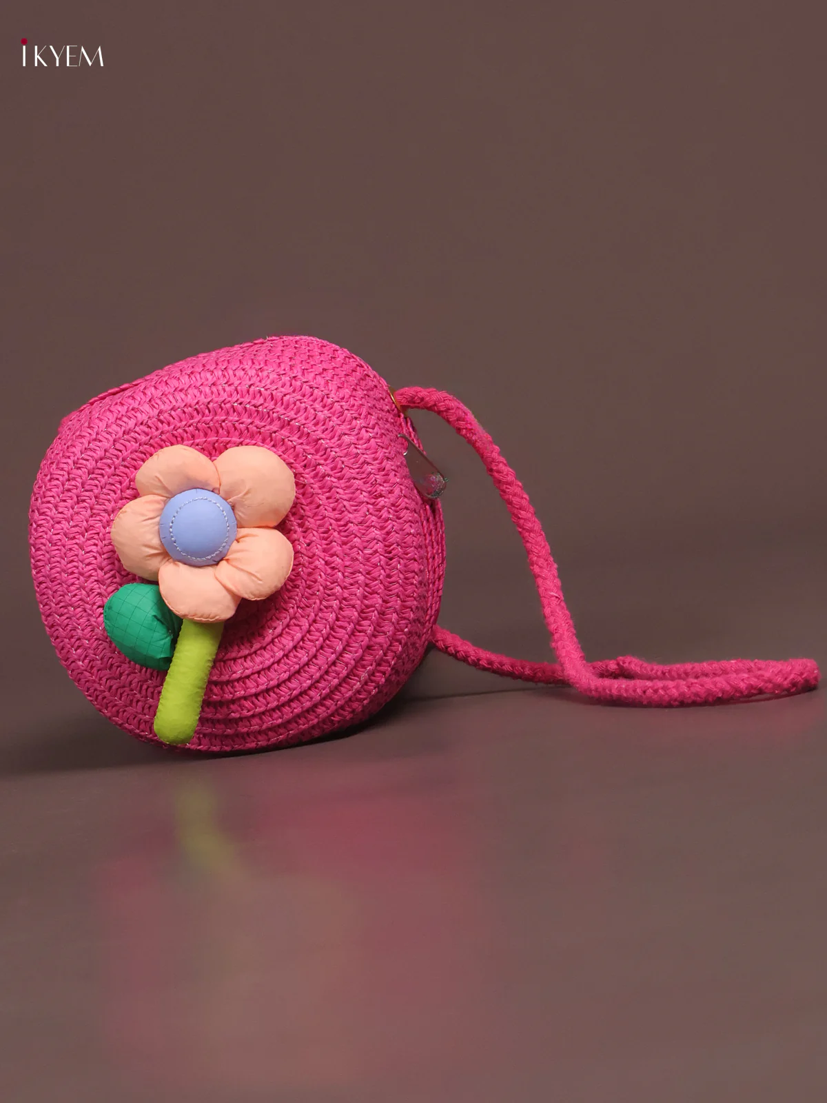 Jute Round Sling Bag for Kids - Pink - KE21365