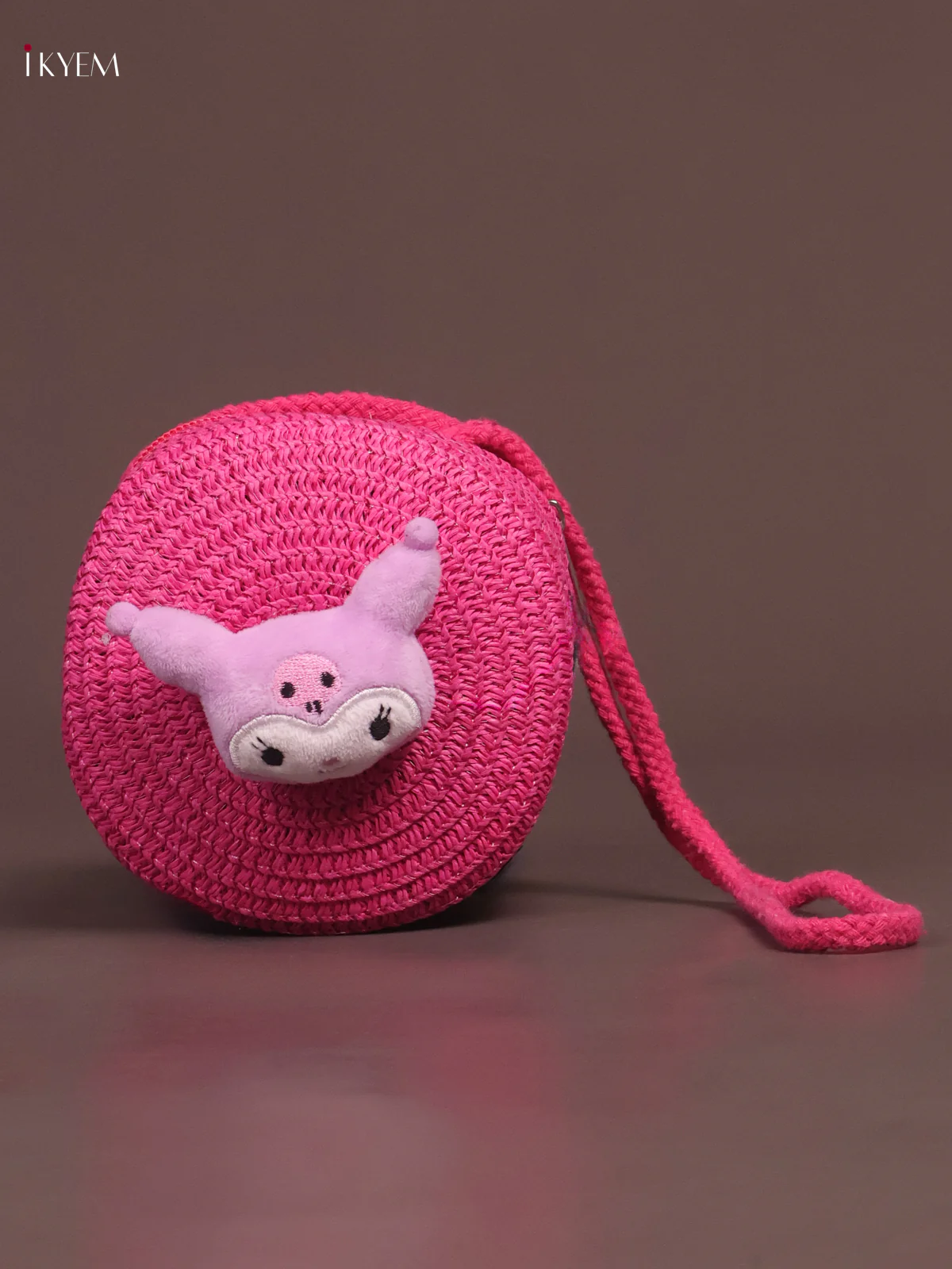 Jute Round Sling Bag for Kids - Pink - KE21366