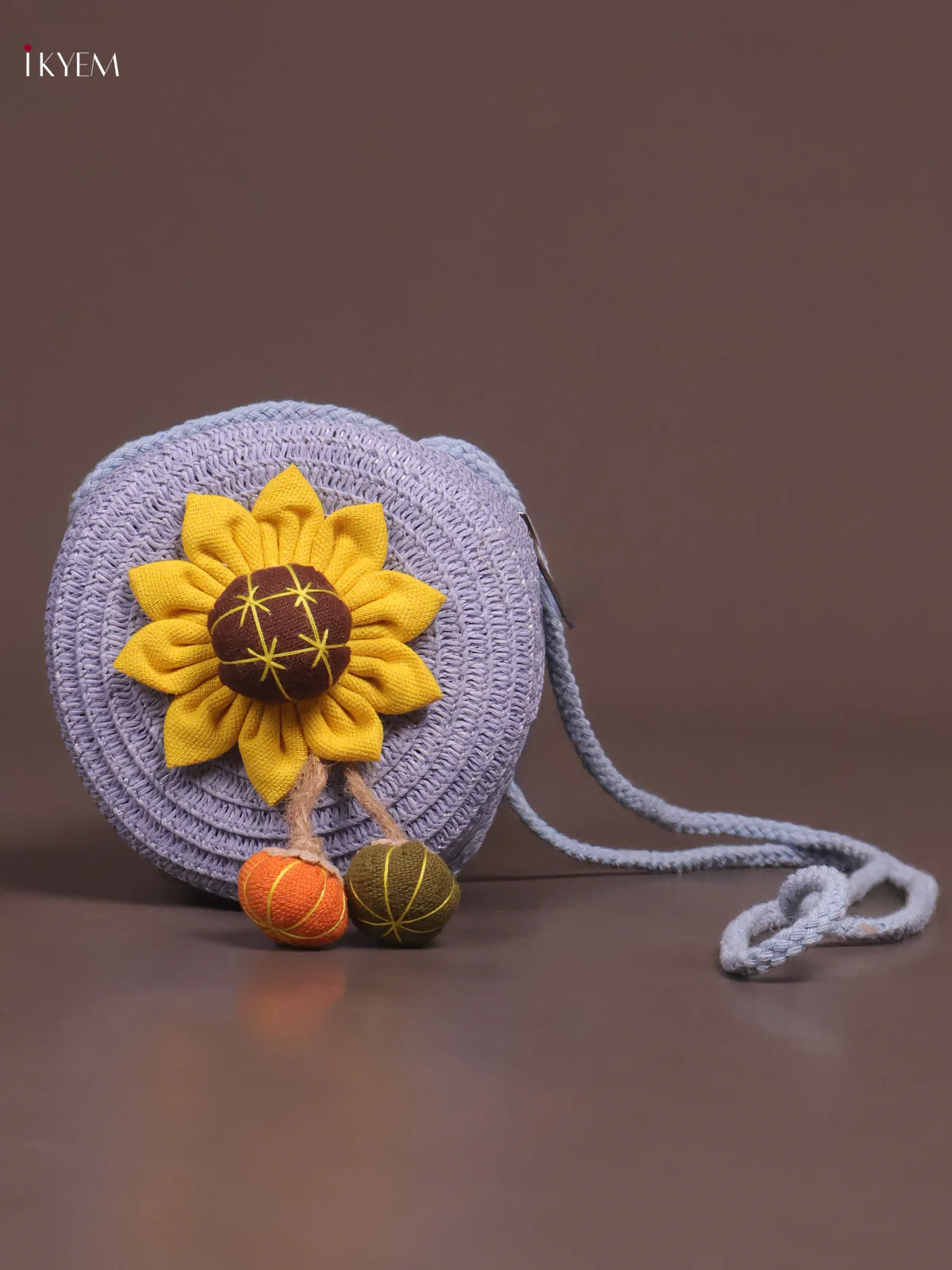 Jute Round Sling Bag for Kids - Purple - KE21367