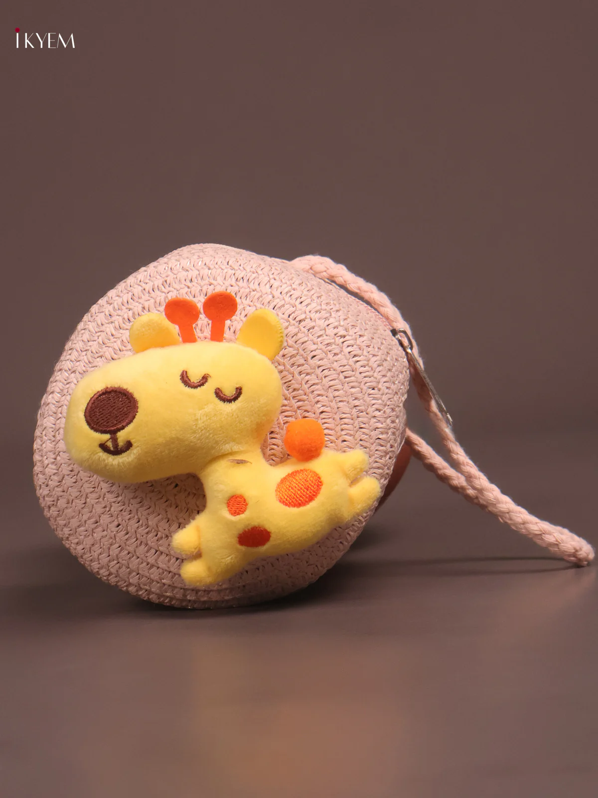 Jute Round Sling Bag for Kids - Light Pink - KE21371