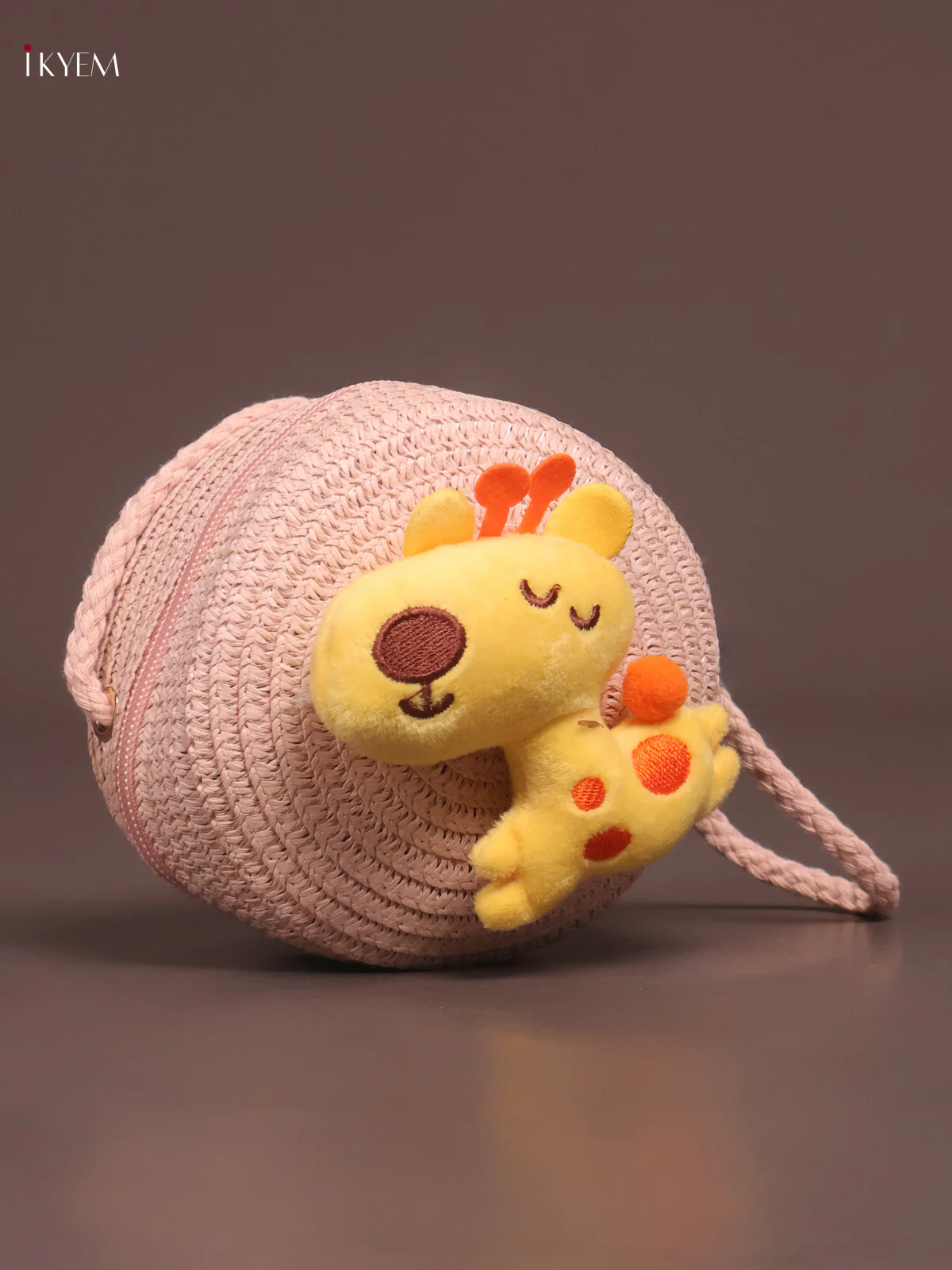 Jute Round Sling Bag for Kids - Light Pink - KE21371 - Image 2