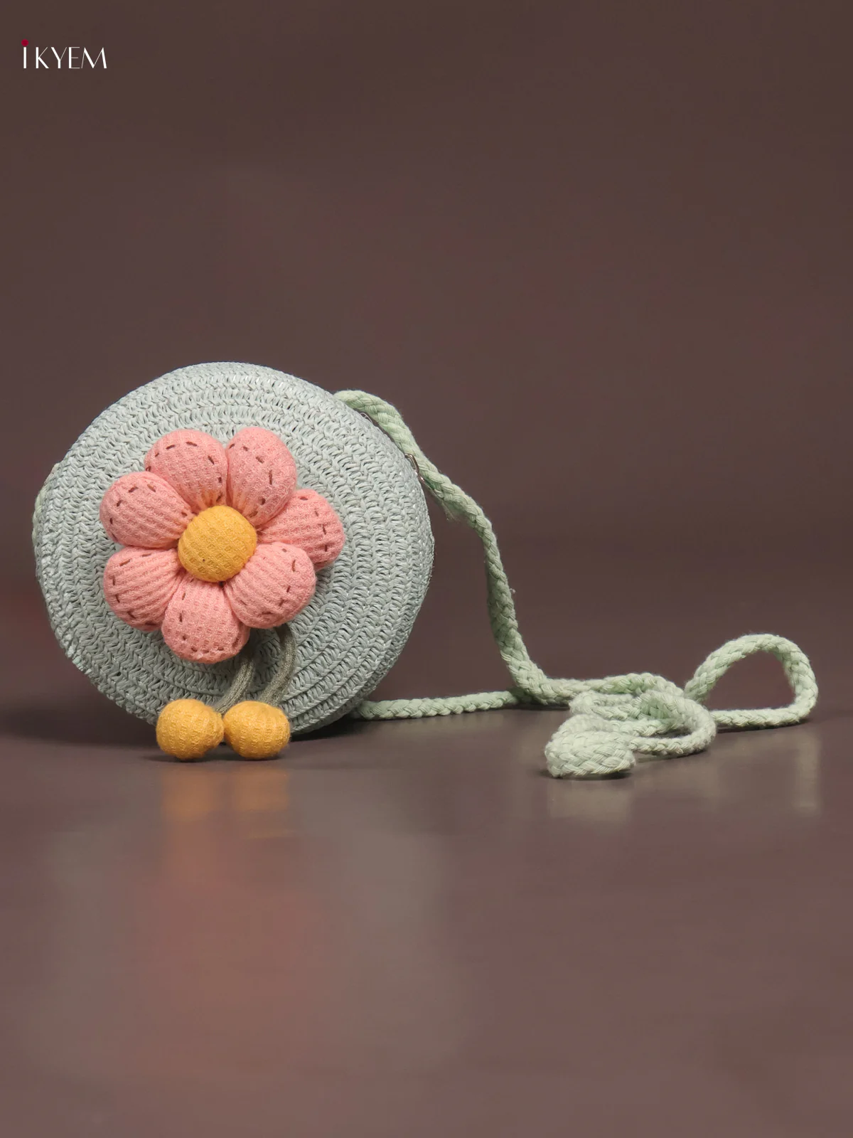 Jute Round Sling Bag for Kids - Pastel Blue - KE21376