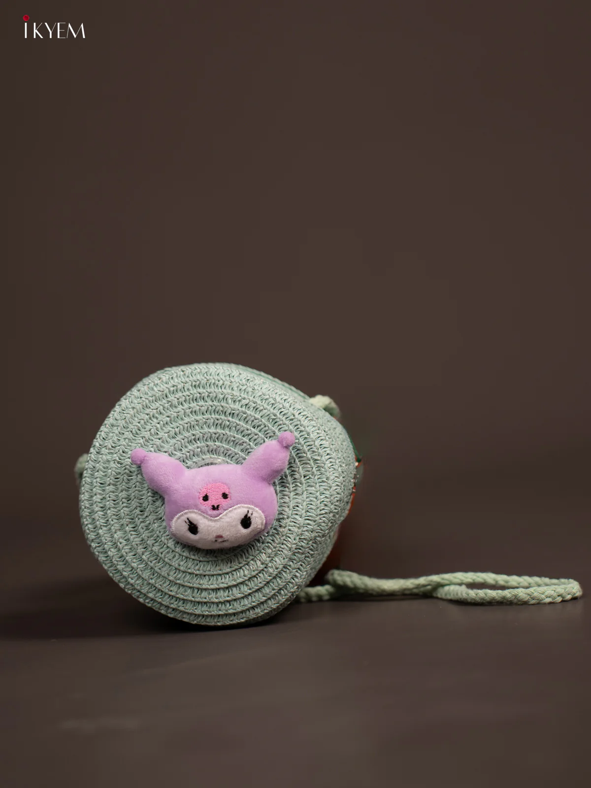Jute Round Sling Bag for Kids - Ice Blue - KE21378