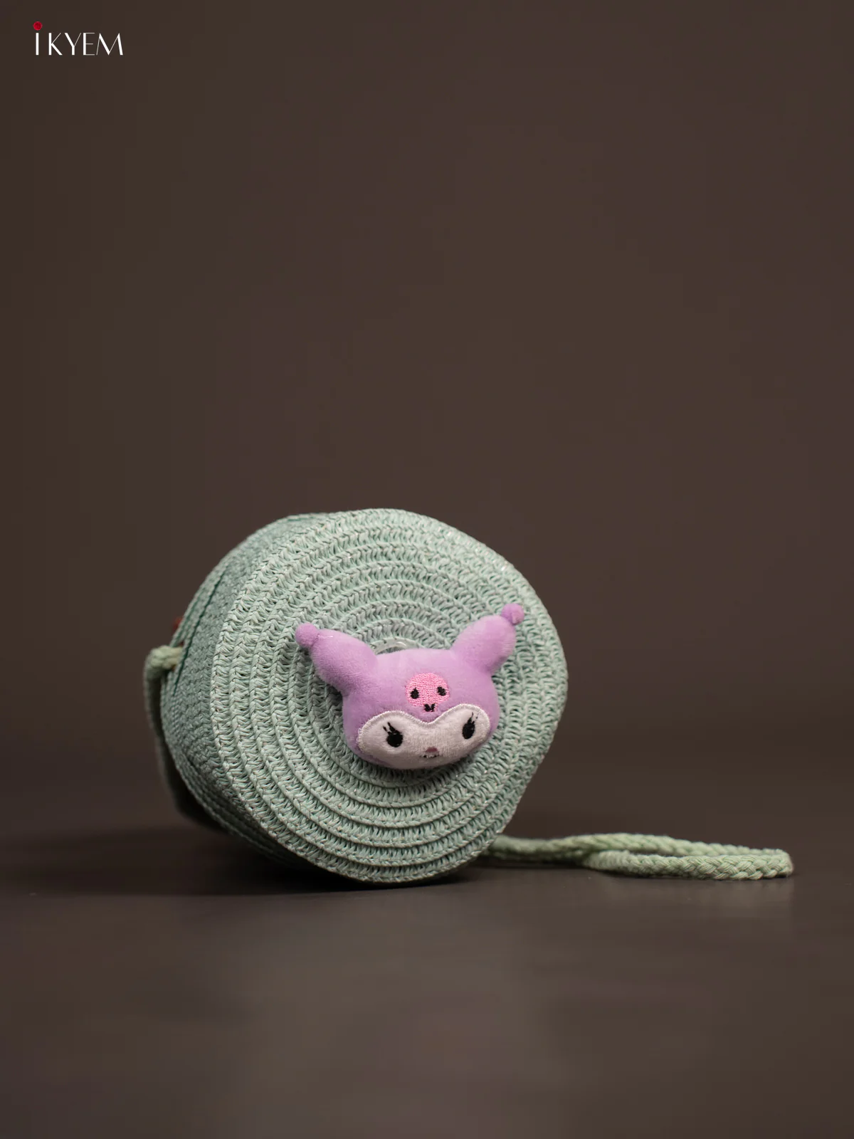 Jute Round Sling Bag for Kids - Ice Blue - KE21378 - Image 2