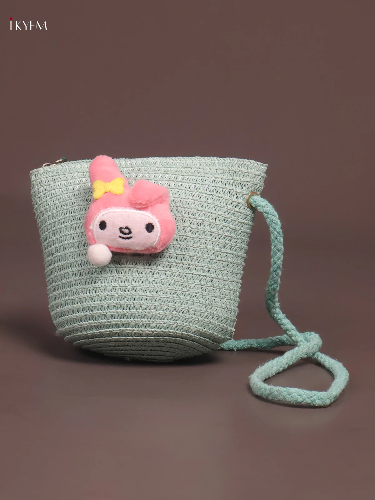 Jute Woven Sling Bag for Kids - Ice Blue - KE21385