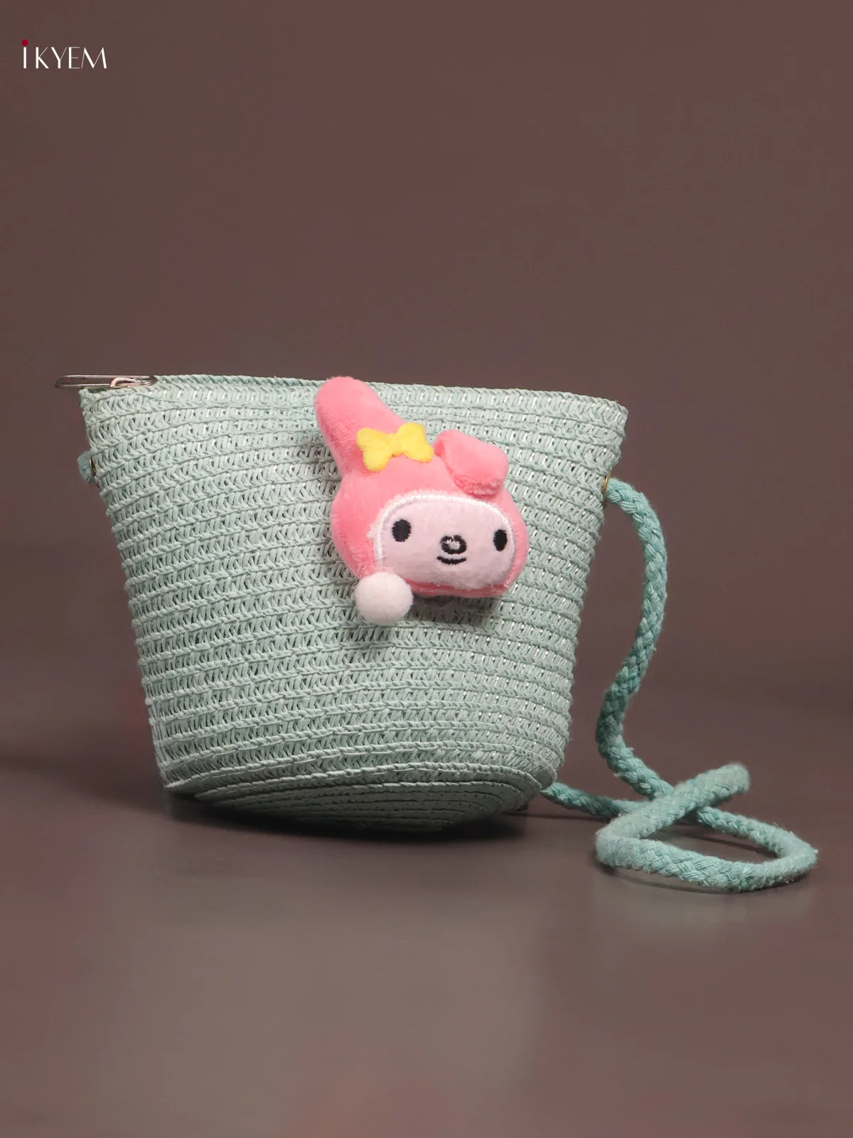 Jute Woven Sling Bag for Kids - Ice Blue - KE21385 - Image 2