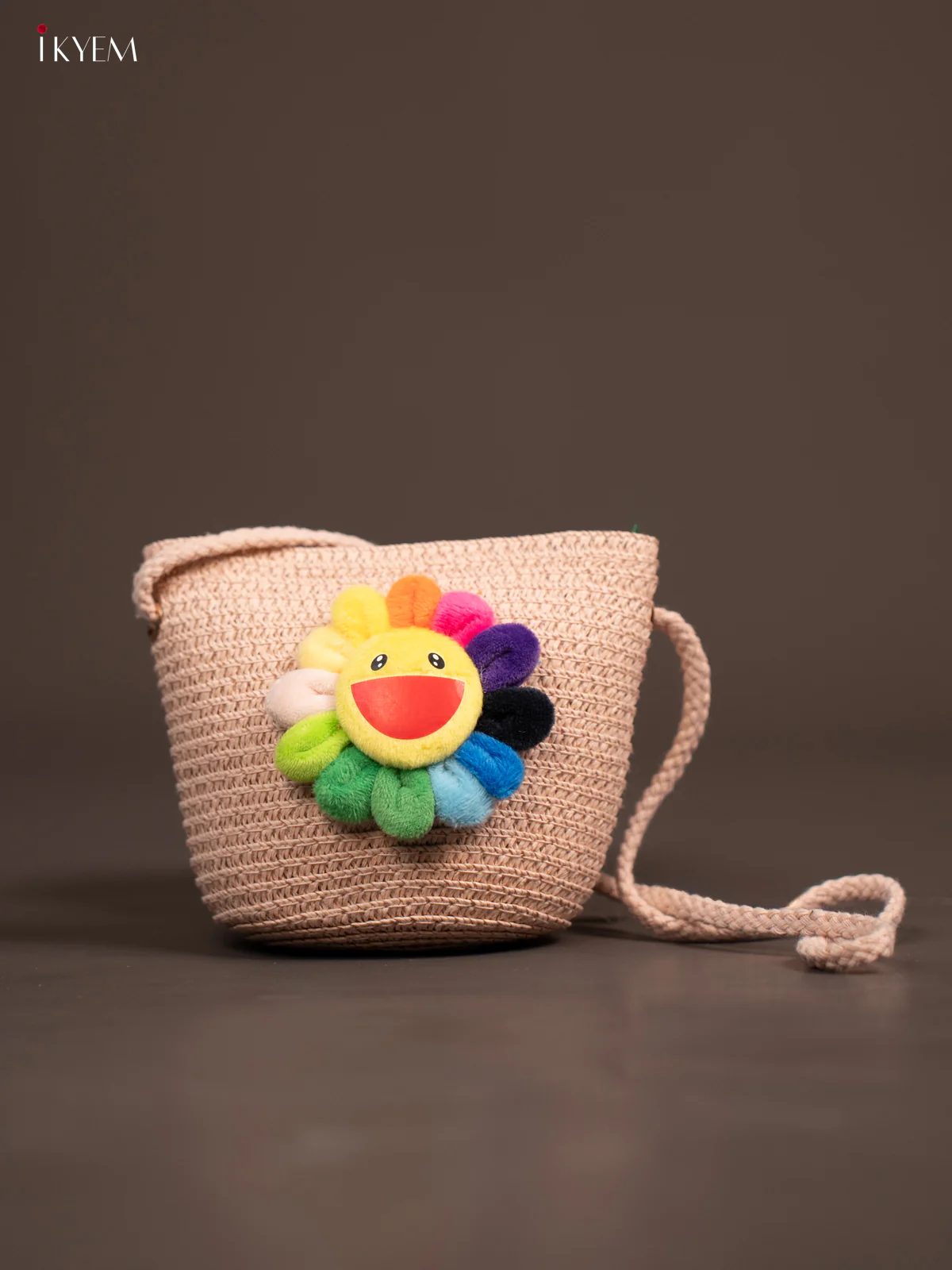 Jute Woven Sling Bag for Kids - Light Pink - KE21393