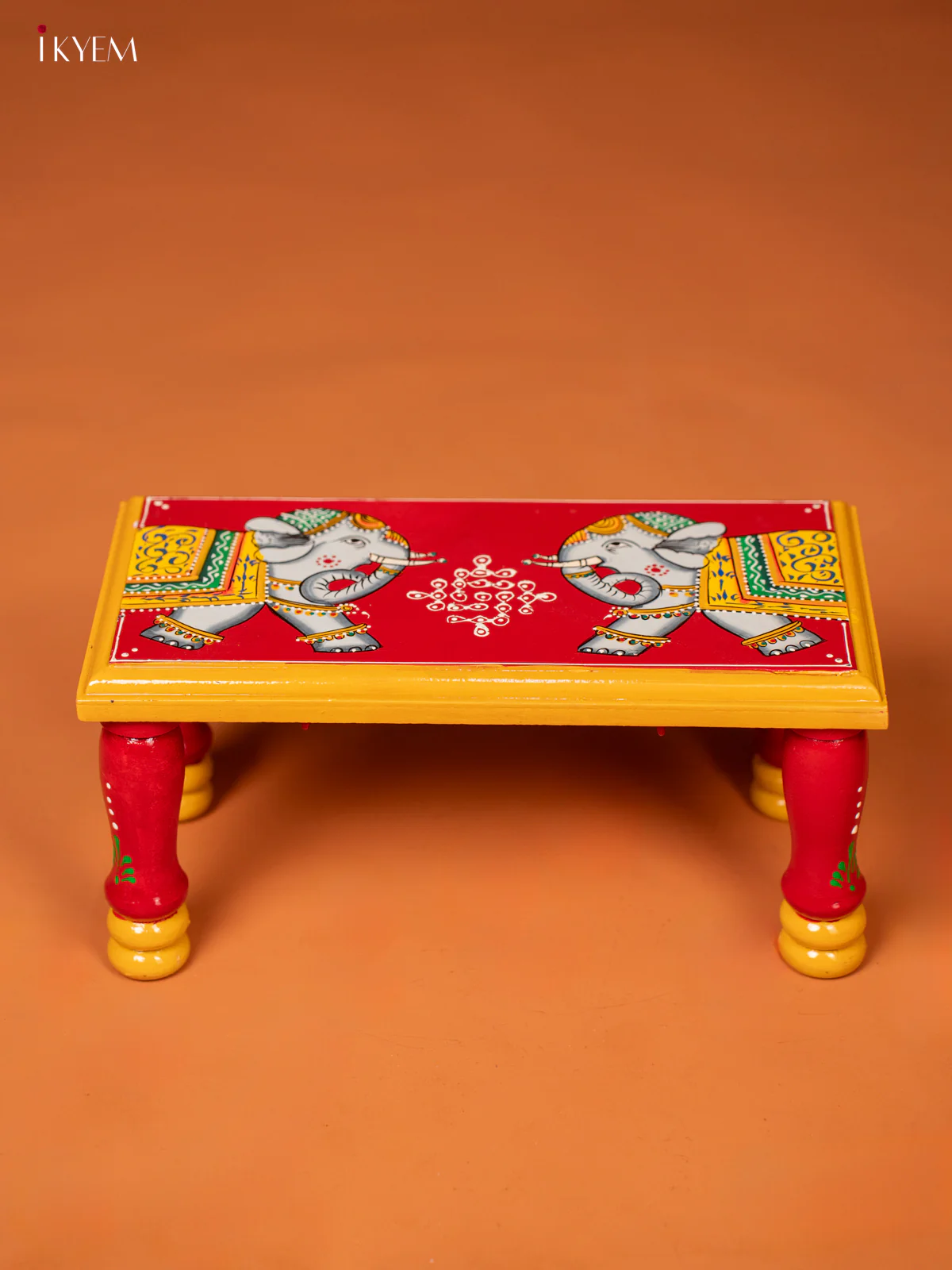 wooden Hand painted Bajot/Chowki - Elephant - KE27147