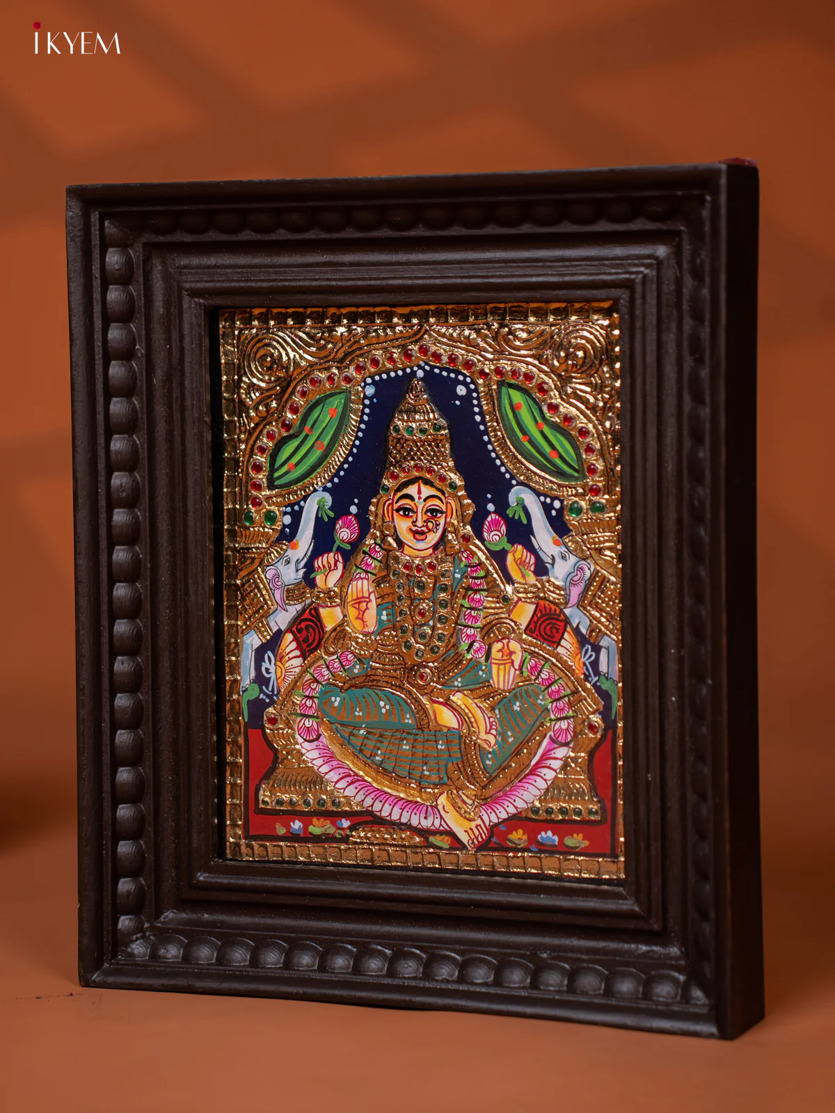 Gaja Lakshmi - Tanjore Painting (13x11) - KE27174 - Image 3