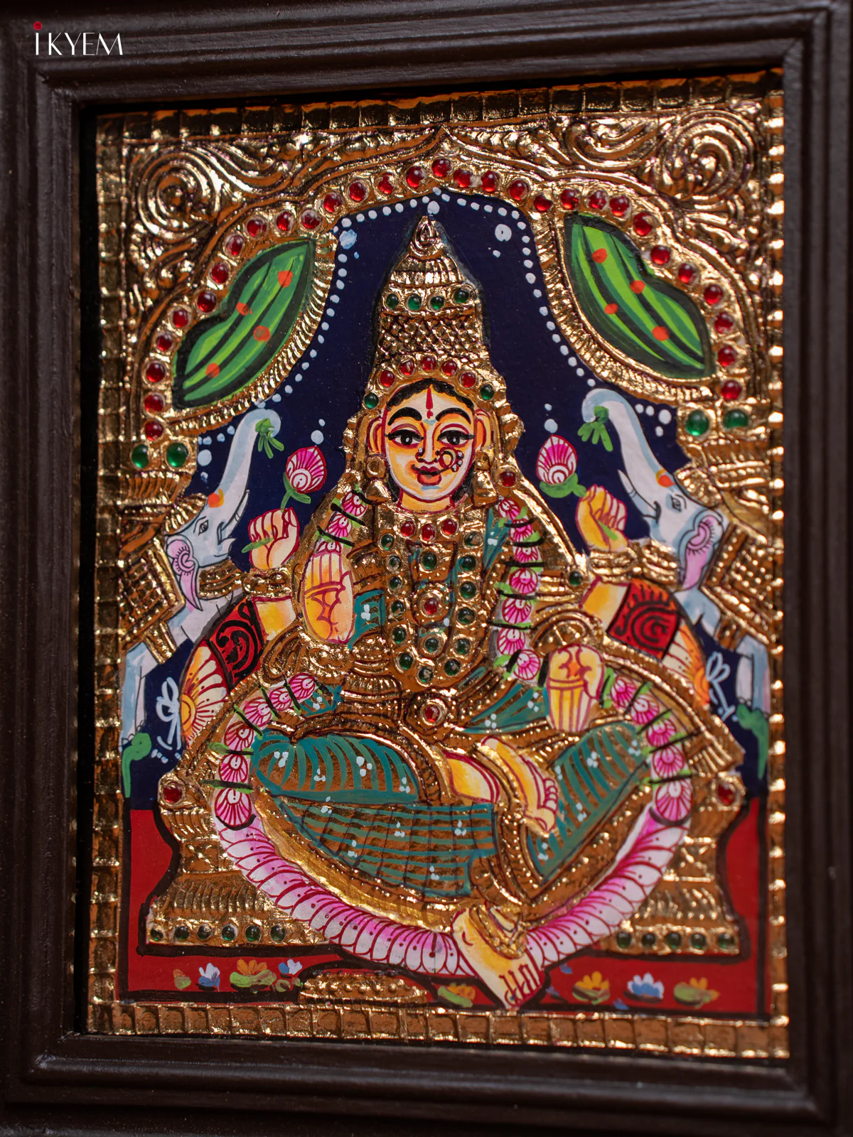 Gaja Lakshmi - Tanjore Painting (13x11) - KE27174 - Image 4