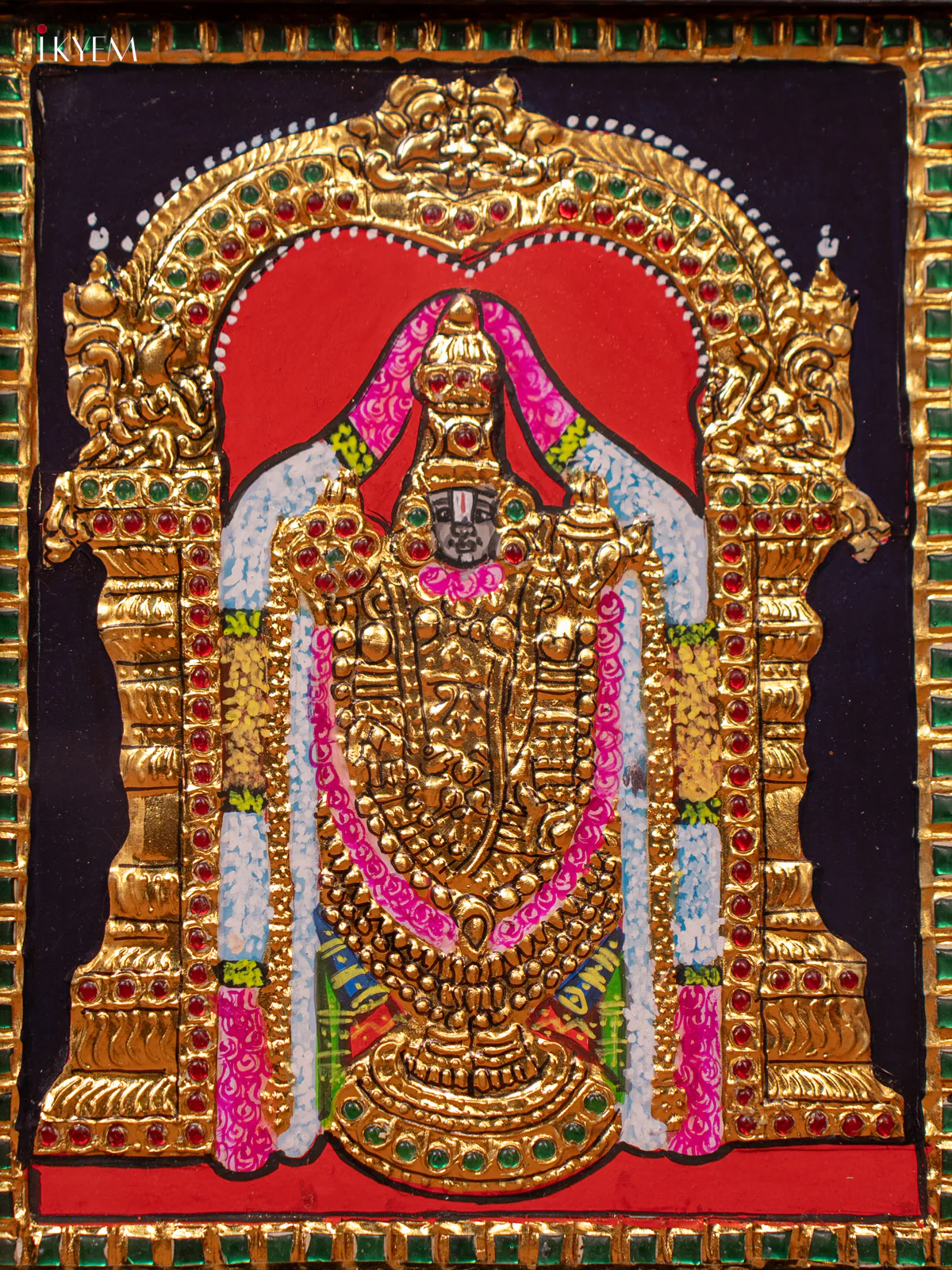 Lord Balaji - Tanjore Painting (13x11) - KE27183 - Image 2