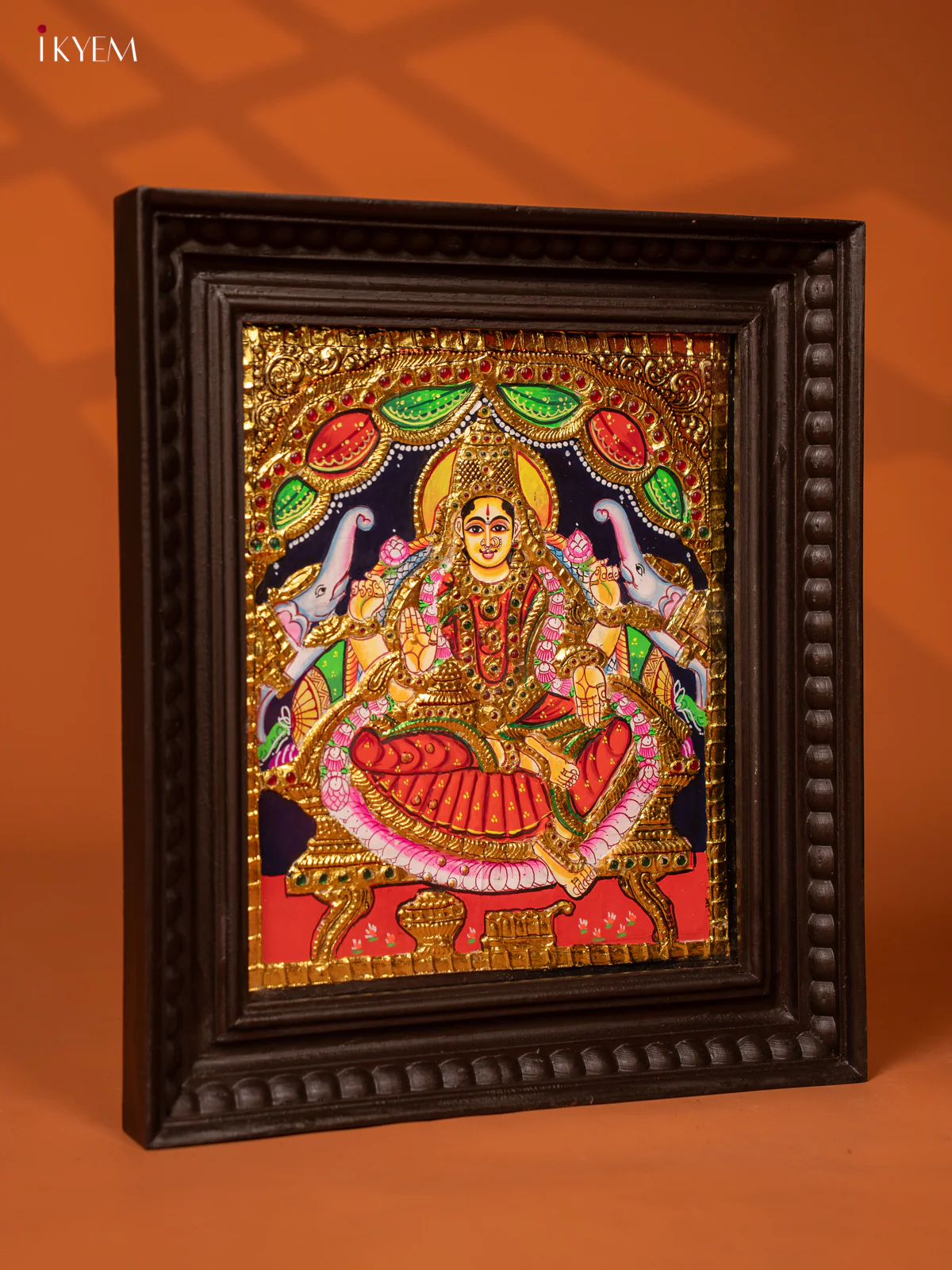 Gaja Lakshmi - Tanjore Painting (15x13) - Red - KE27191 - Image 3
