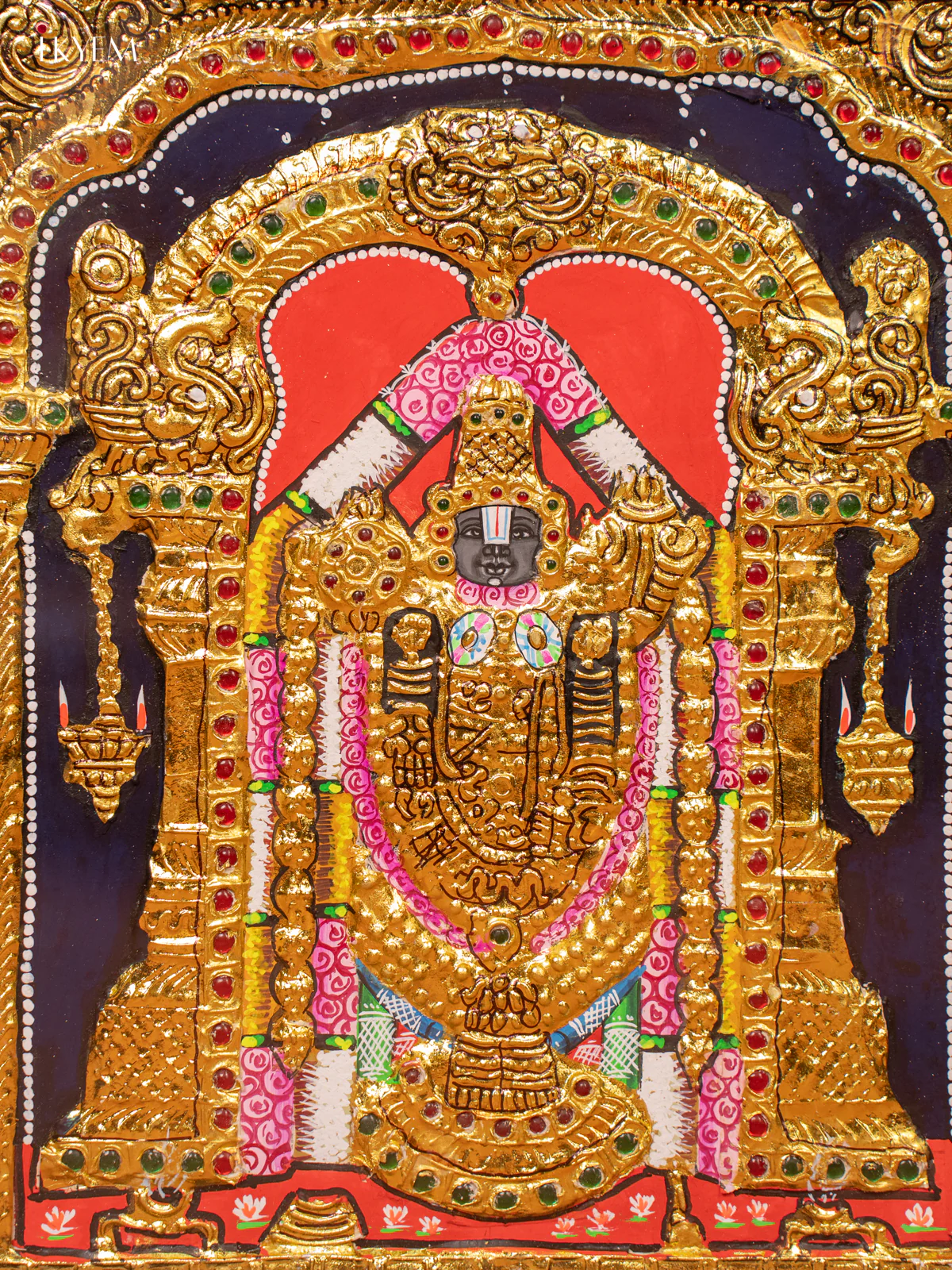 Lord Balaji- Tanjore Painting (15x13) - KE27203 - Image 2