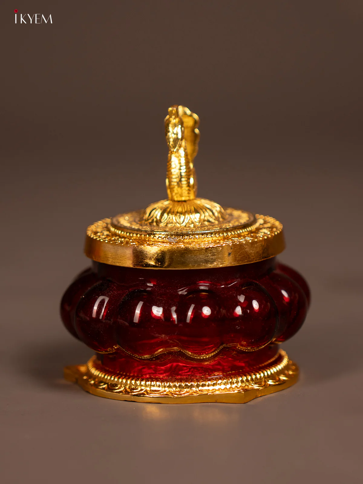 Kubera Lakshmi Pot with Peacock - Red - KE29125