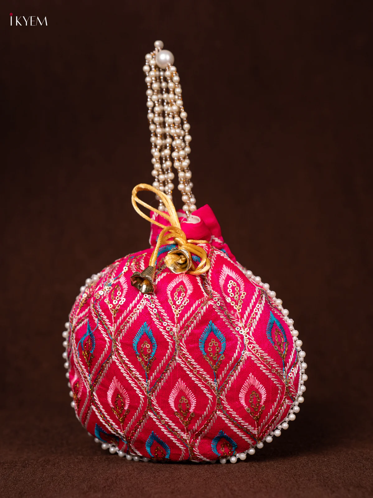 Multicolour Designer Embroidered Potli Bag - Pink - KEA0819 - Image 3