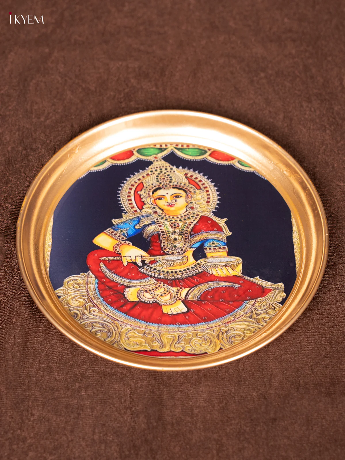 Annapoorani Printed - Red - Brass Coated Plate - 6 inch - KEA1012