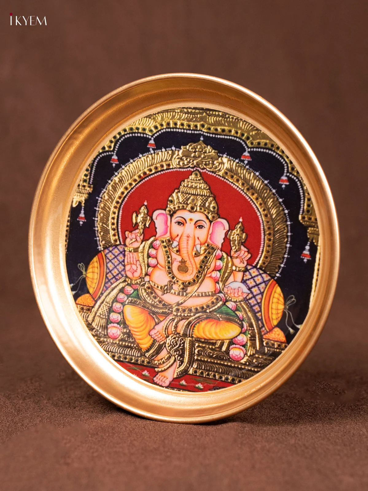 Ganesha Maroon - Printed Brass Coated Plate - 6 inch - KEA1020 - Image 3