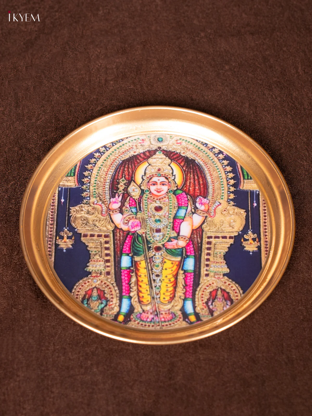 Murugan   - Printed Brass Coated Plate - 6 inch - KEA1023