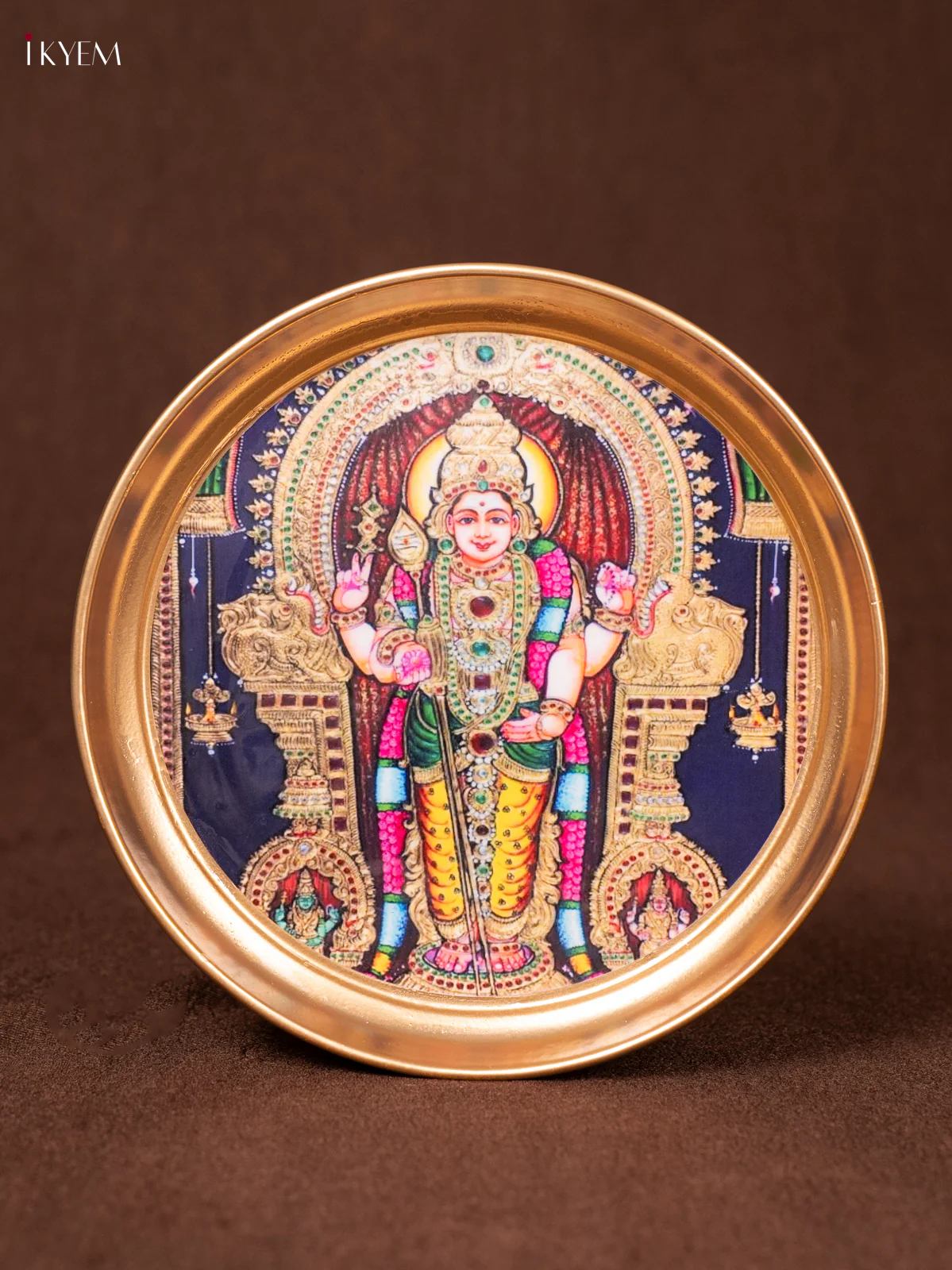 Murugan   - Printed Brass Coated Plate - 6 inch - KEA1023 - Image 2