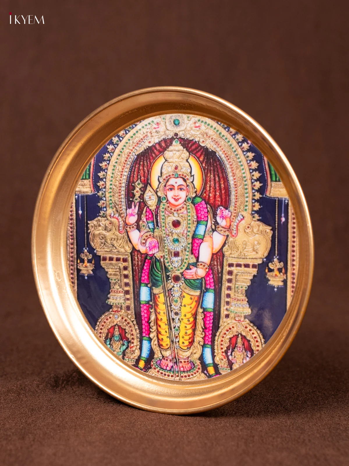 Murugan   - Printed Brass Coated Plate - 6 inch - KEA1023 - Image 3