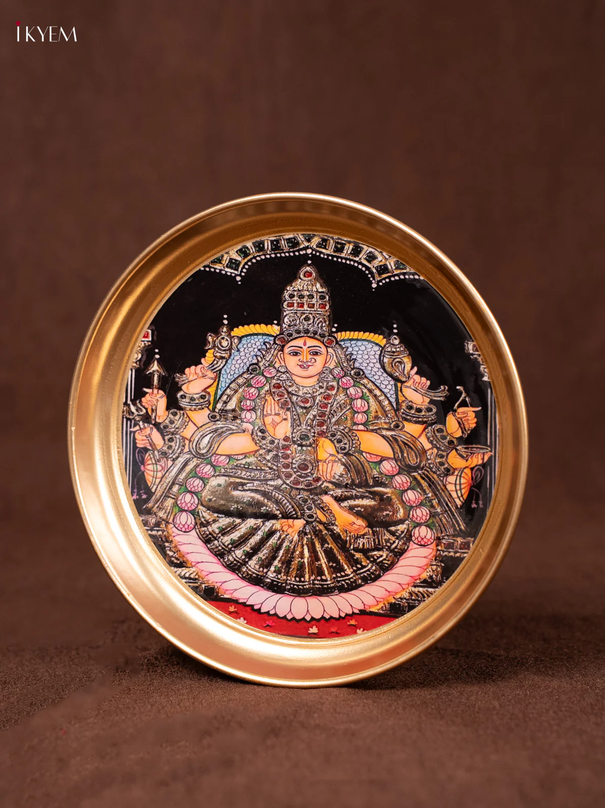 Goddess - Lakshmi - Printed Brass coated Plate - 8 inch - KEA1047 - Image 3