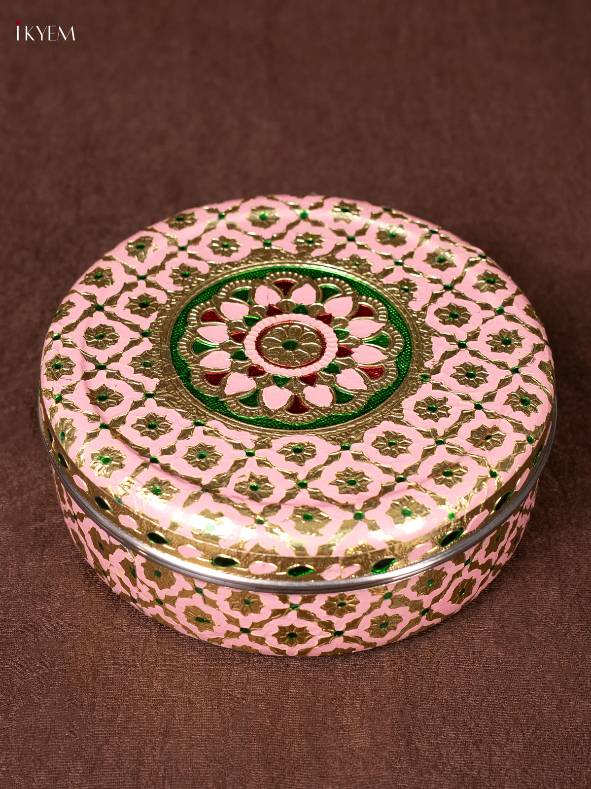 Pink Meenakari Design Steel Box - 8 inch - KEA1120