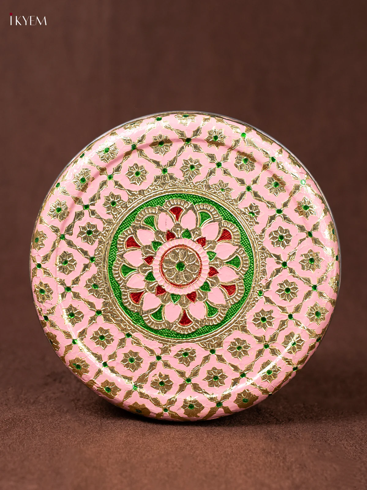 Pink Meenakari Design Steel Box - 6.5 inch - KEA1122 - Image 3