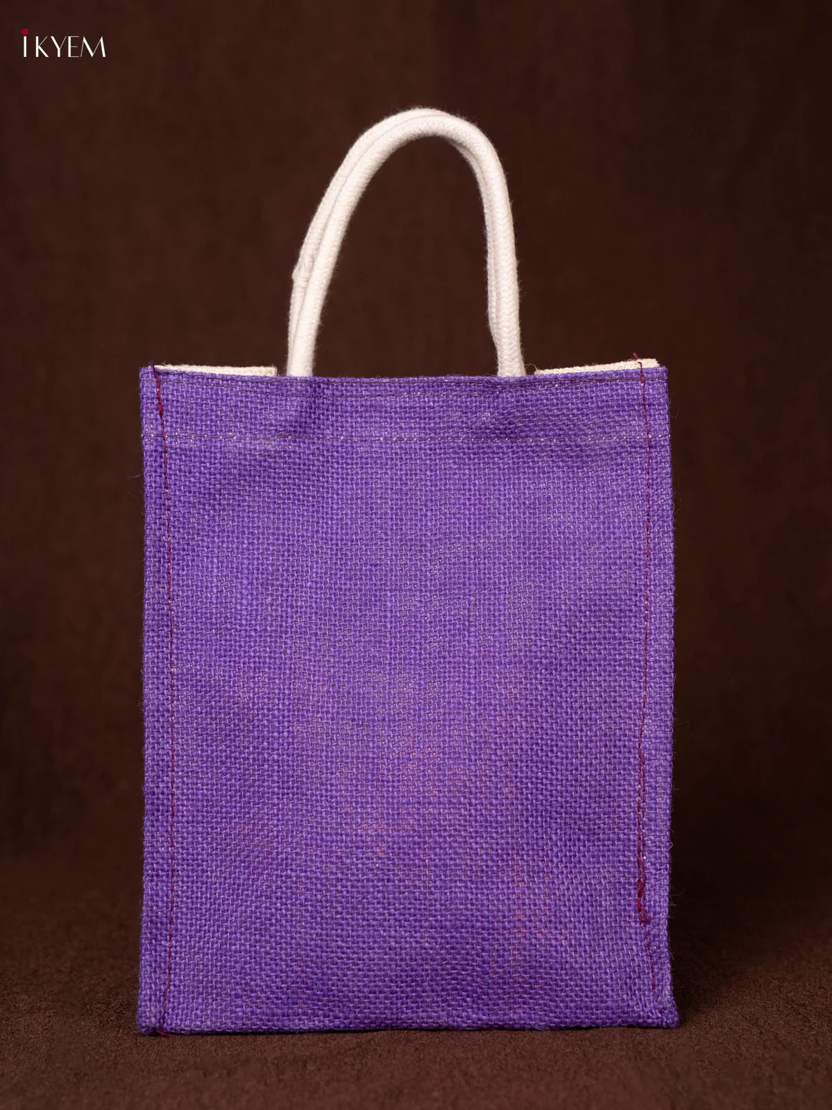 Traditional Kolam Printed Indigo Jute Bags - KEA1152 - Image 3