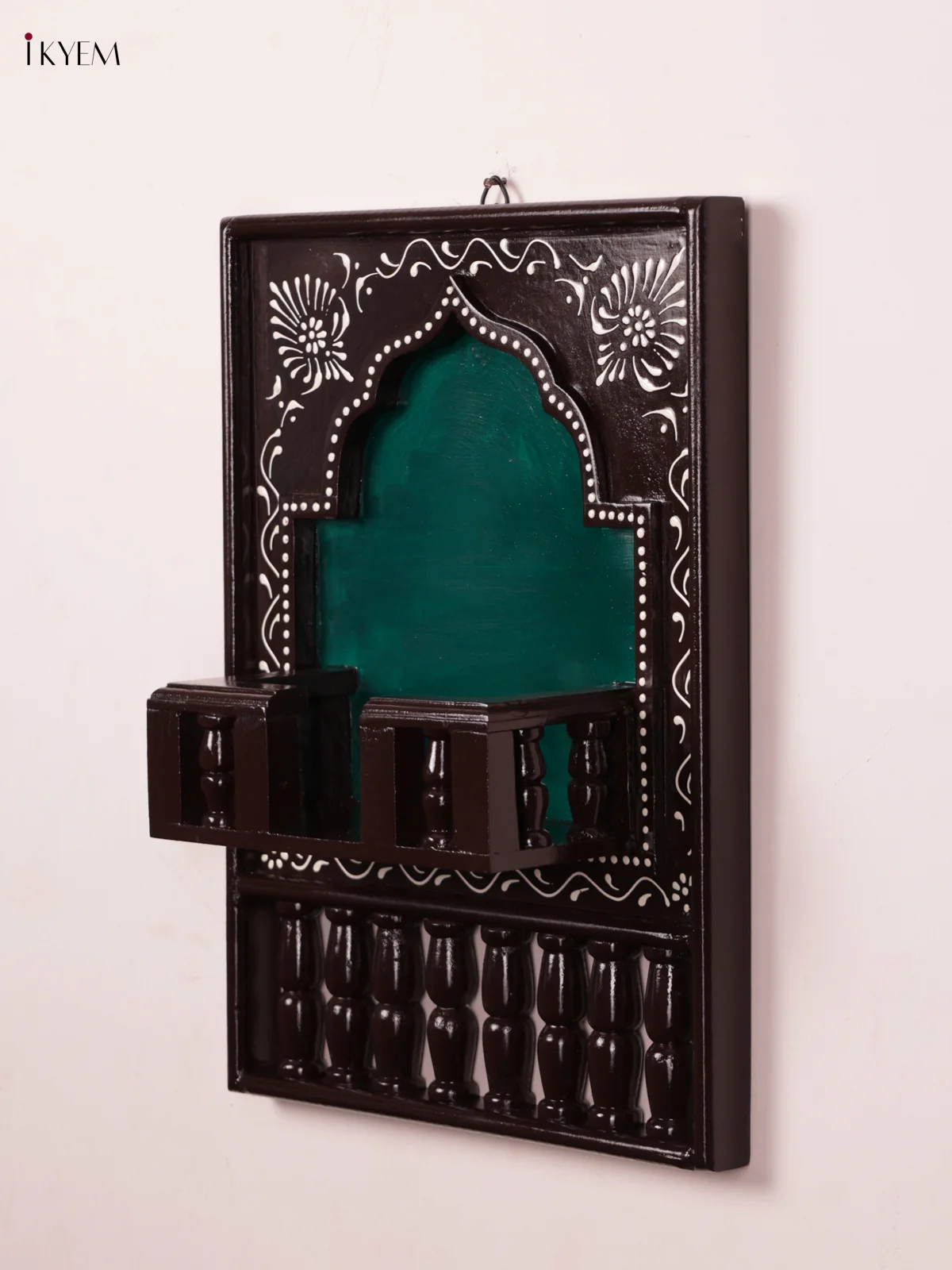 Wooden Hand Painted Jharokha Frame with Stand - Green - 16 Inches - KEA1234 - Image 2