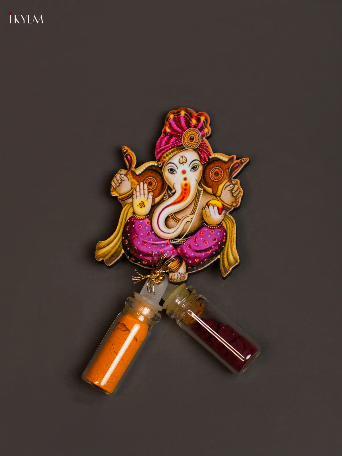 Haldi Kumkum Bottle with Fridge Magnets - Ganesha - KEA2616