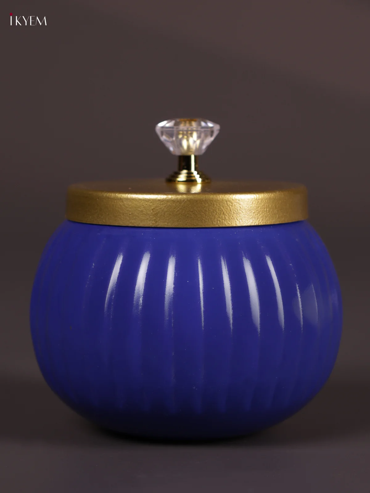 Metal Line Round Nuts Jar - Dark Blue - KEA2635 - Image 3