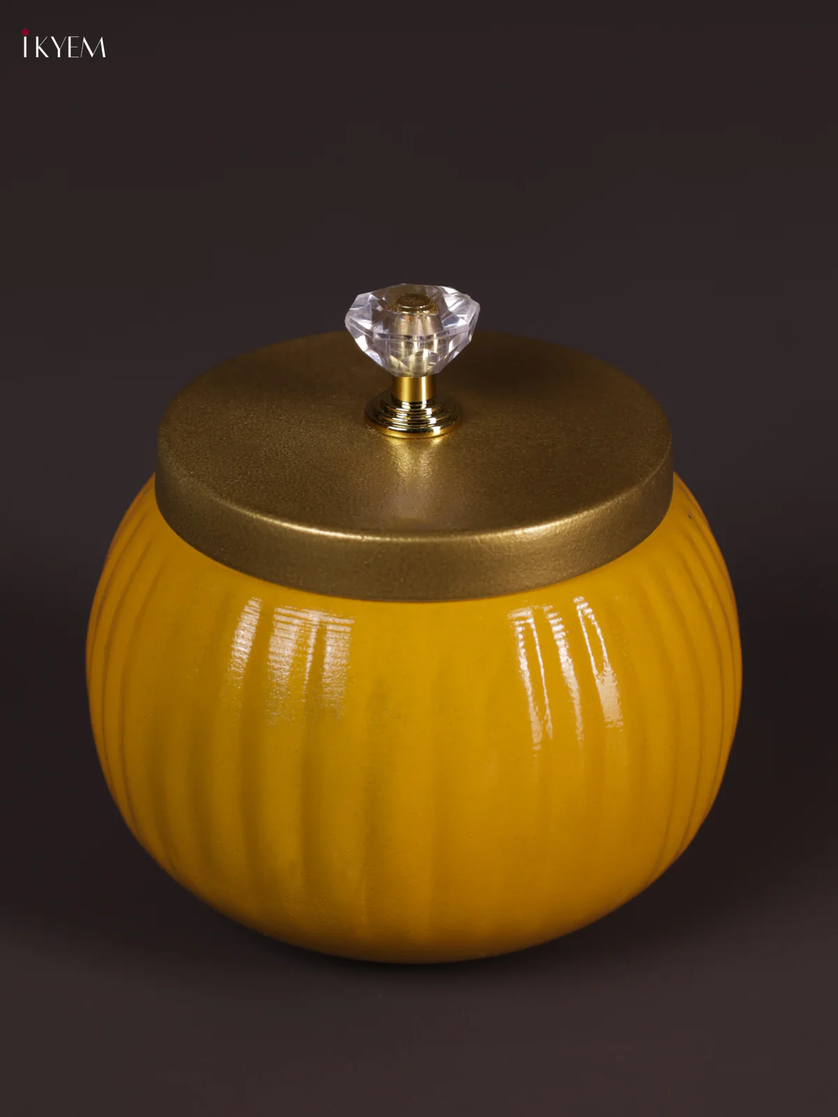 Metal Line Round Nuts Jar - Yellow - KEA2638