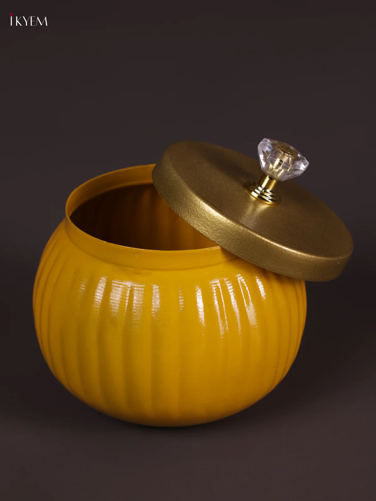 Metal Line Round Nuts Jar - Yellow - KEA2638 - Image 2