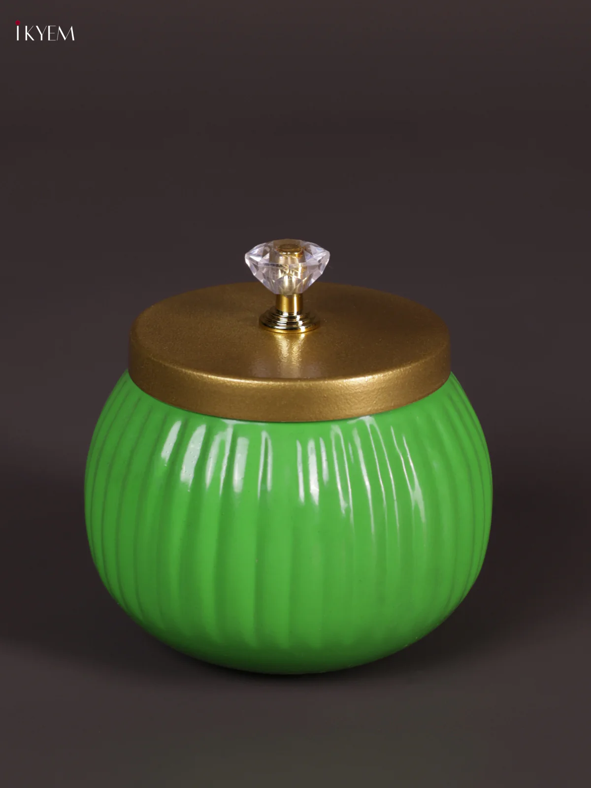 Metal Line Round Nuts Jar - Royal Green - KEA2639