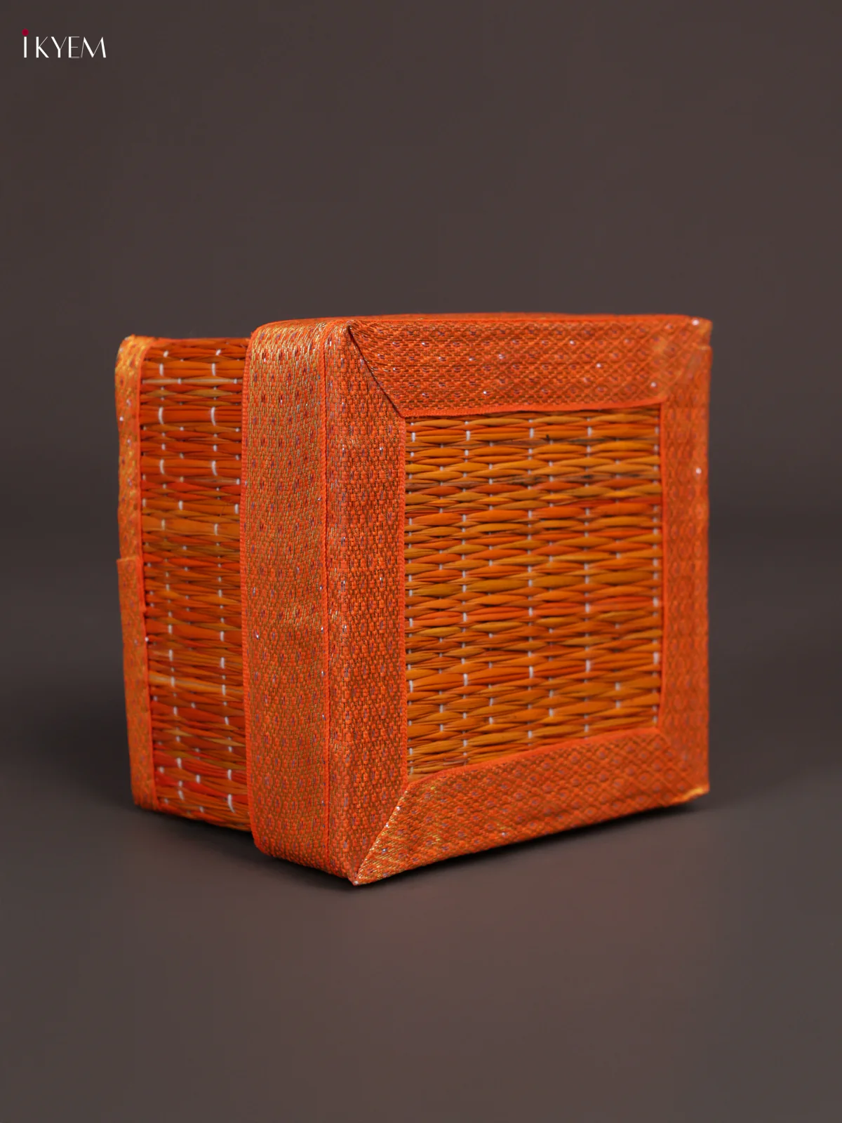 Square Korai Box With Zari Borders - Orange - (4×4) - KEA2816 - Image 3
