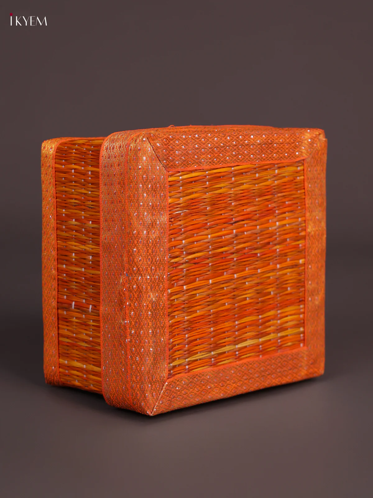 Square Korai Box With Zari Borders - Orange - (5×5) - KEA2827 - Image 3