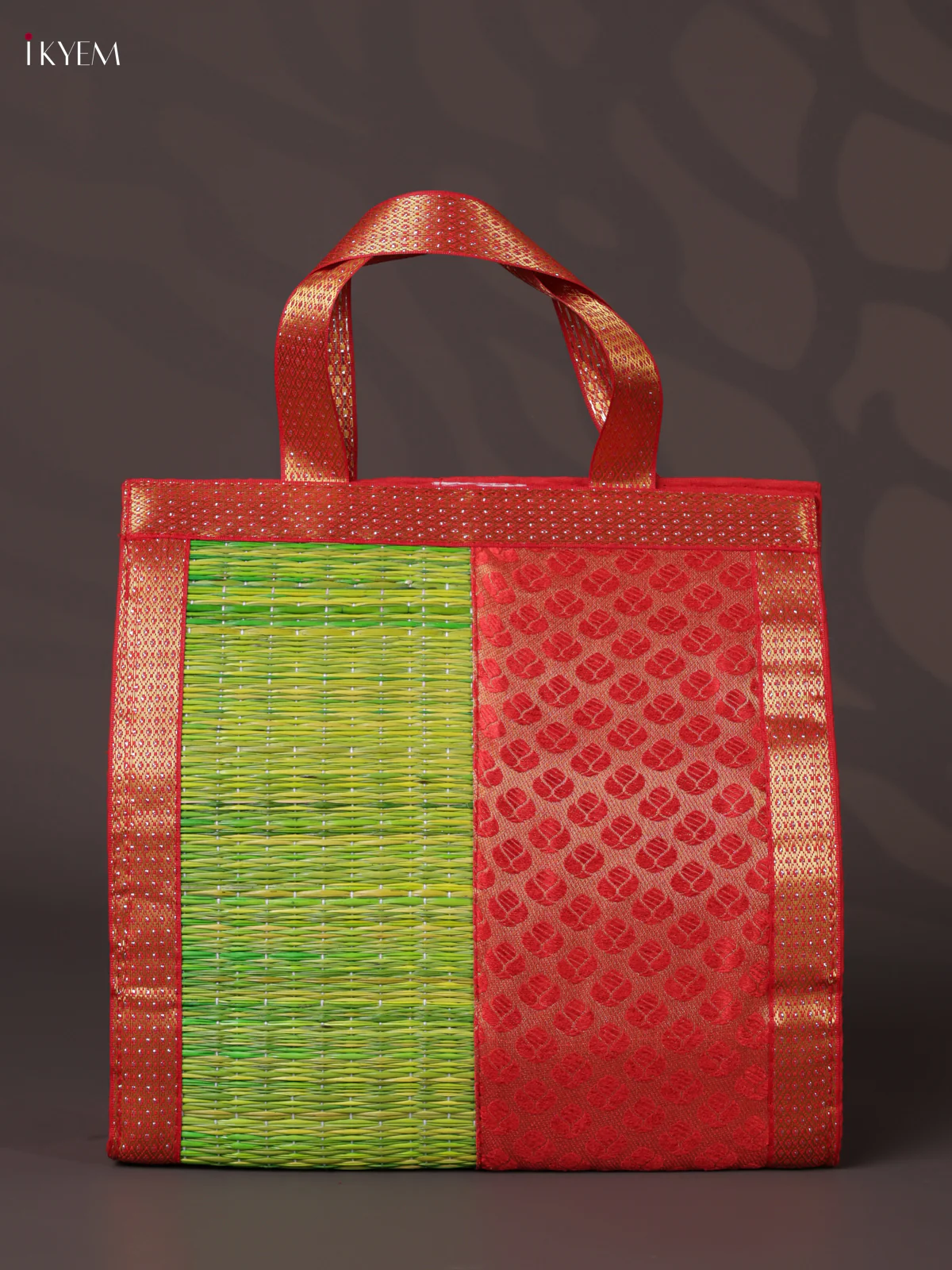 Korai Handbag - Raw Silk - Green & Red -  (8X8) - KEA2837
