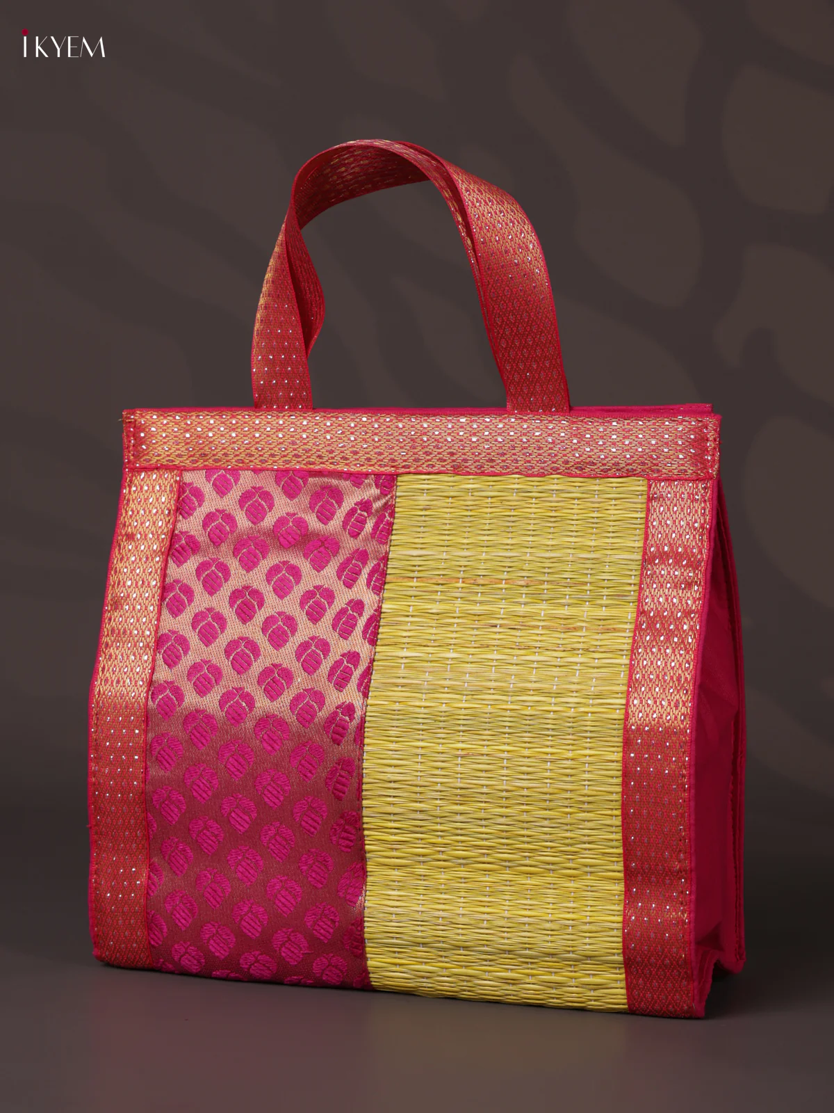 Korai Handbag - Raw Silk - Yellow & Pink - (8X8) - KEA2839 - Image 3