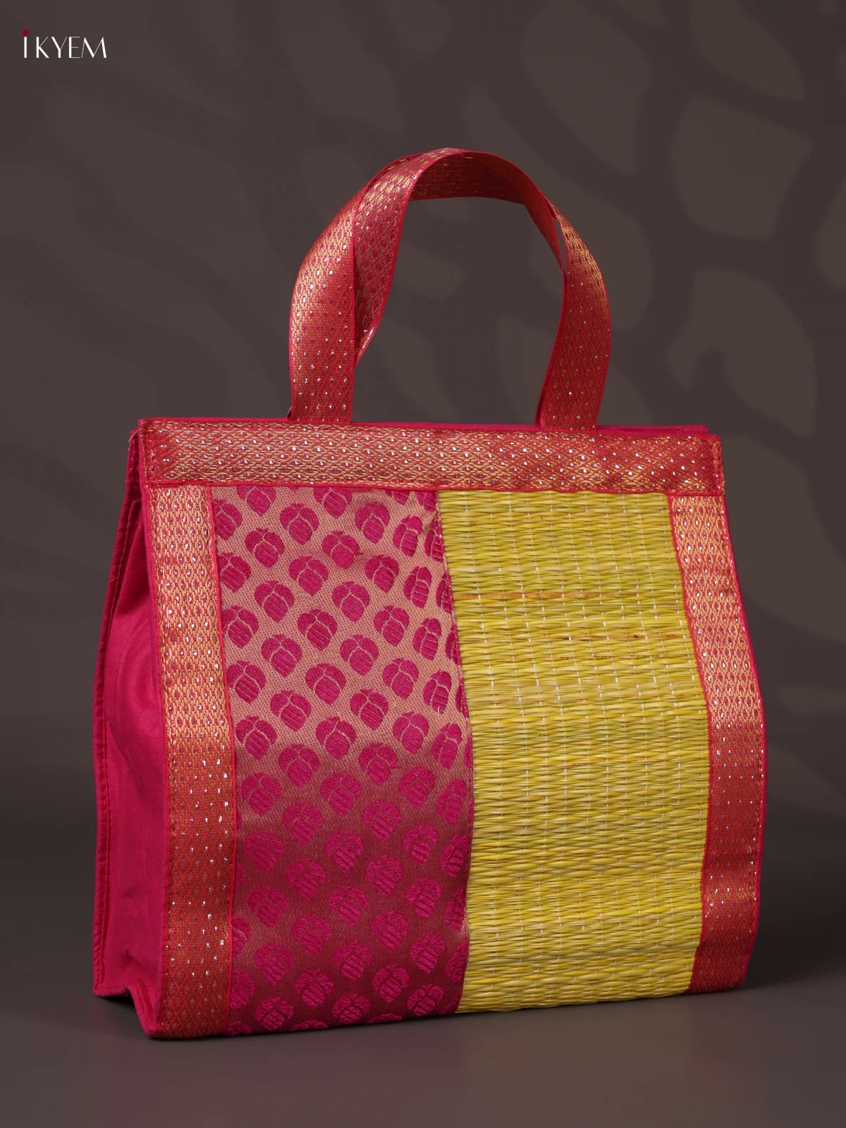 Korai Handbag - Raw Silk - Yellow & Pink -  (10X10) - KEA2842 - Image 2