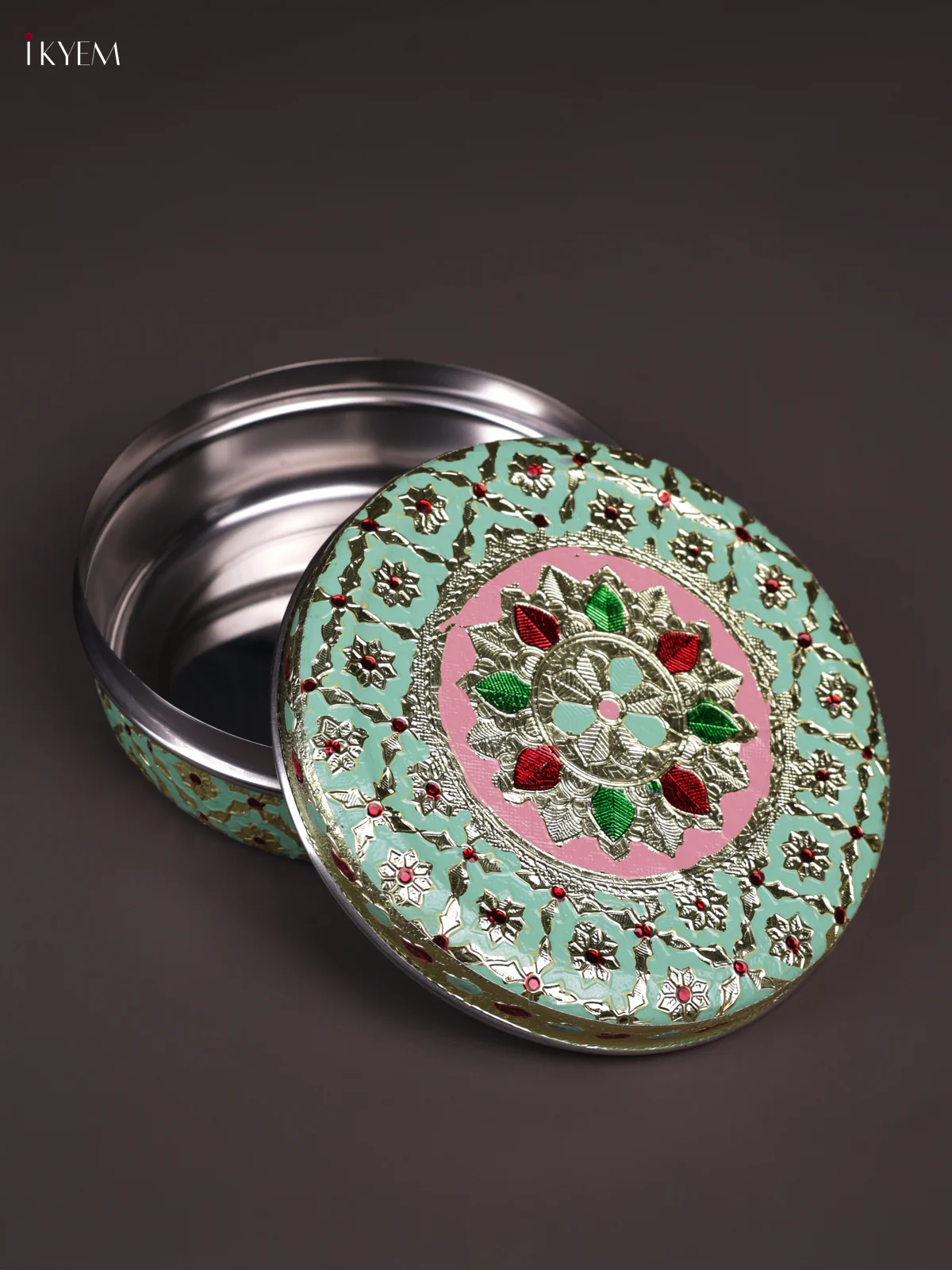Meenakari Steel Box - Pista Green - 6.5 inch - KEA3012 - Image 2