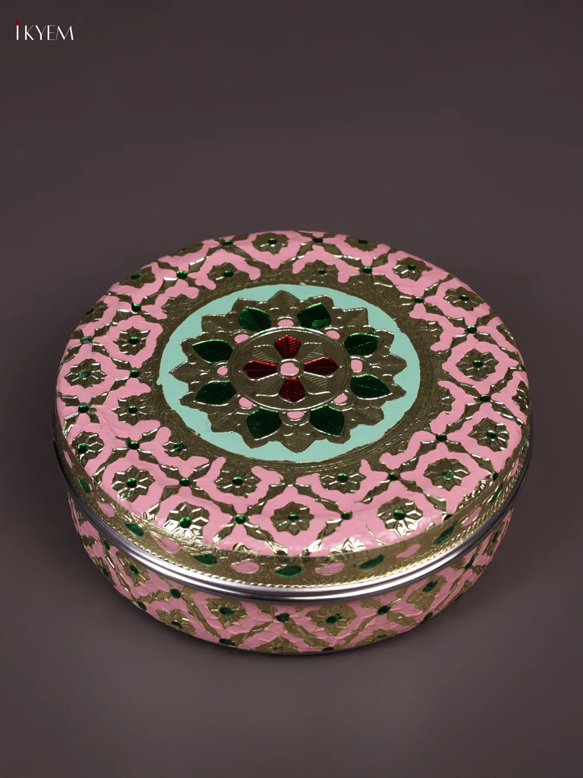 Meenakari Steel Box - Pink - 6.5 inch - KEA3015