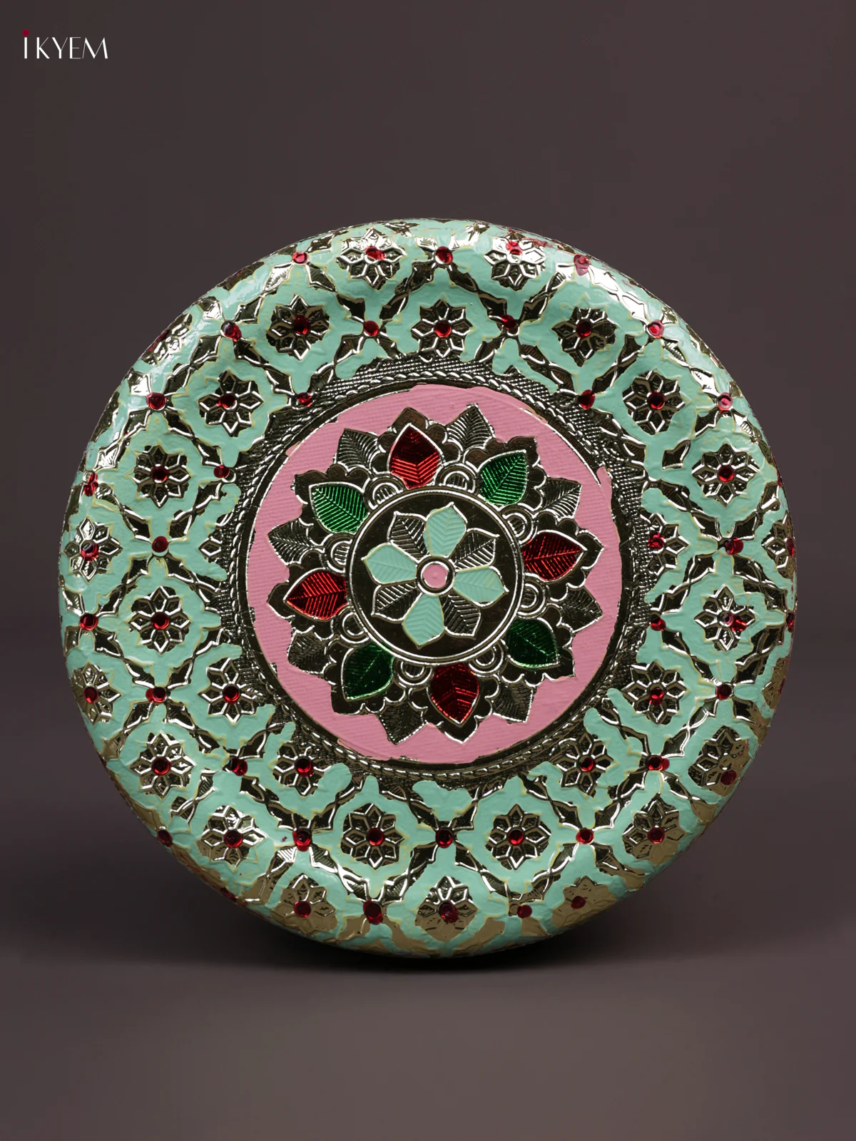 Meenakari Steel Box - Pista Green - 7 inch - KEA3019 - Image 3