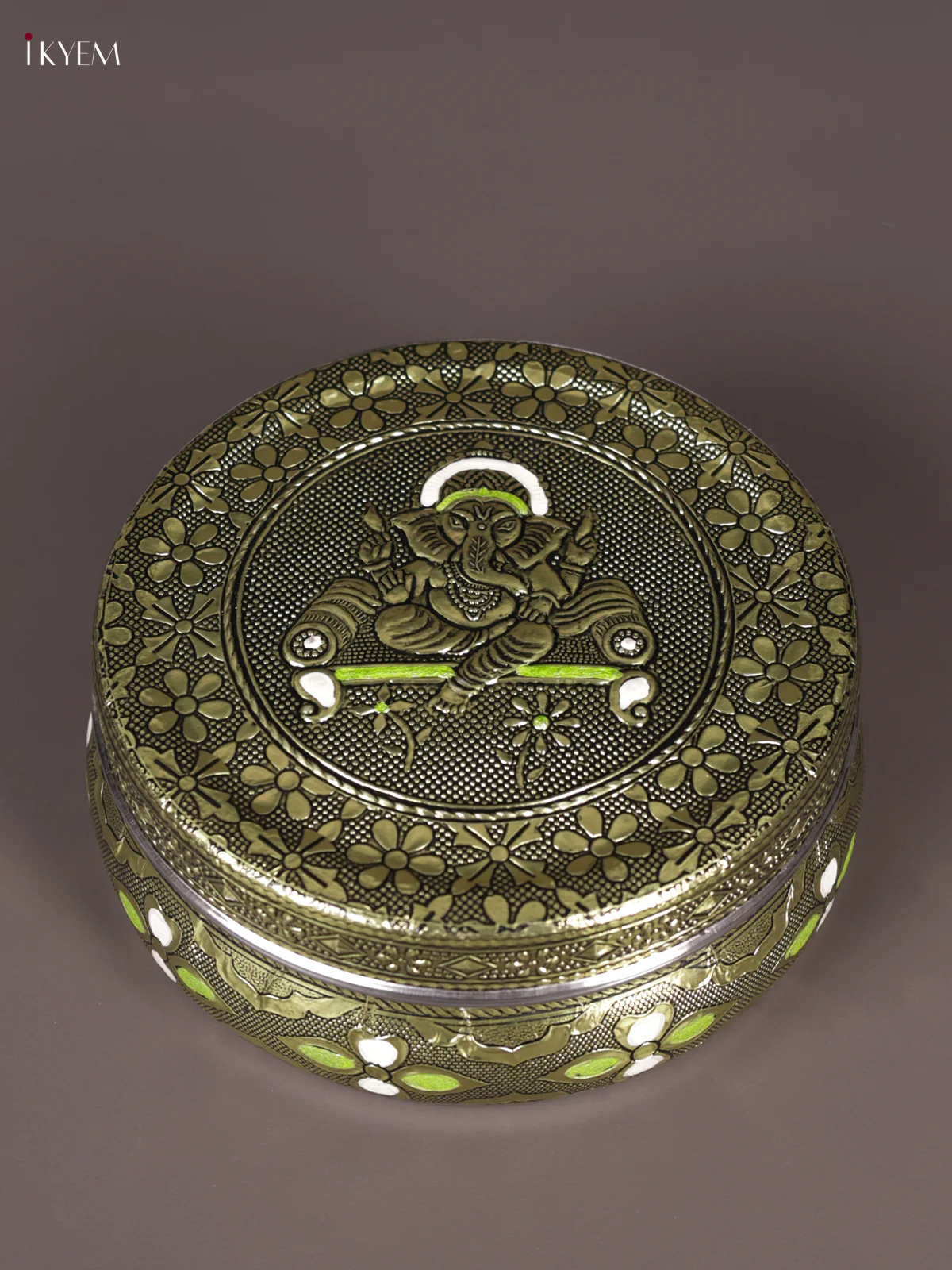 Meenakari Dabba Ganesha Design - (6×6) - KEA3027