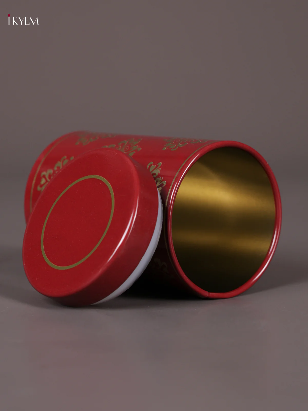Digital Printed Dry Fruit Tin Jar Cylinder - Red 4.5 Inch - Image 2