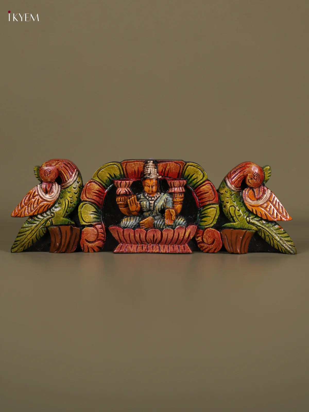 Wooden Hand carved Painted - Gaja Lakshmi Panel - KEB0629