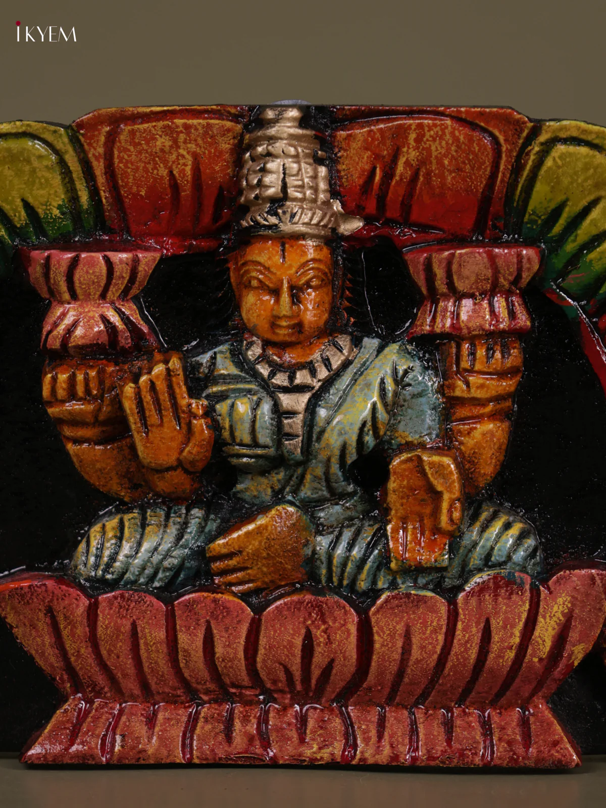 Wooden Hand carved Painted - Gaja Lakshmi Panel - KEB0629 - Image 3