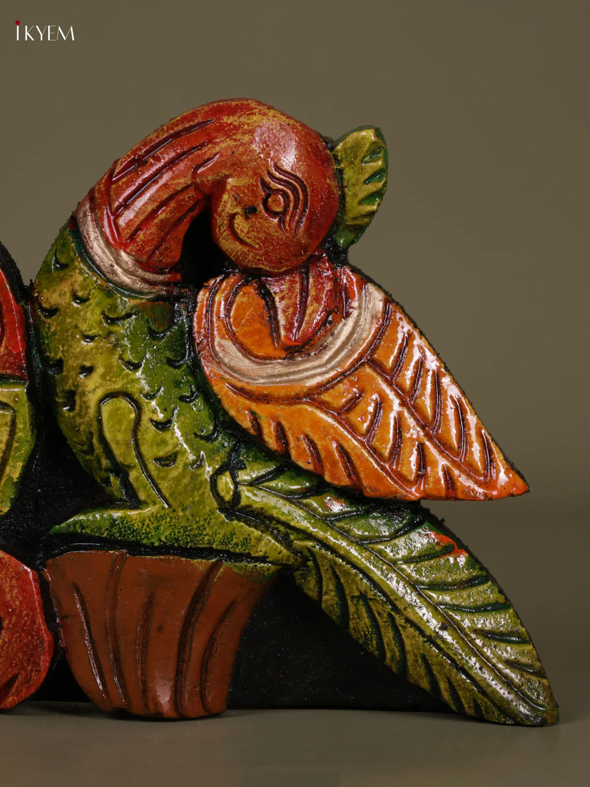 Wooden Hand carved Painted - Gaja Lakshmi Panel - KEB0629 - Image 4